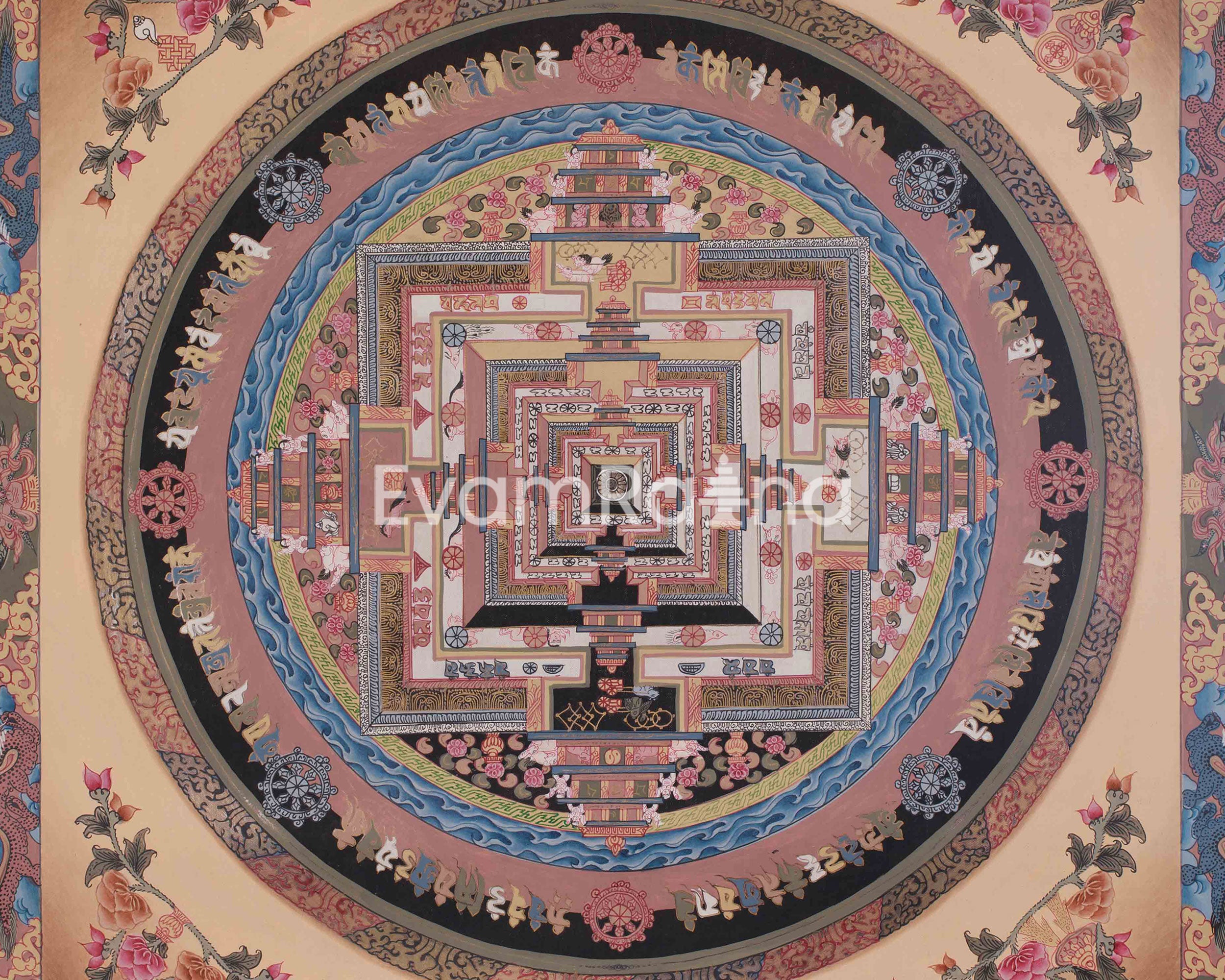 Tibetan Kalachakra Mandala Artwork | Symbol Of Time, Enlightenment, and Cosmic Balance | Meditation Altar