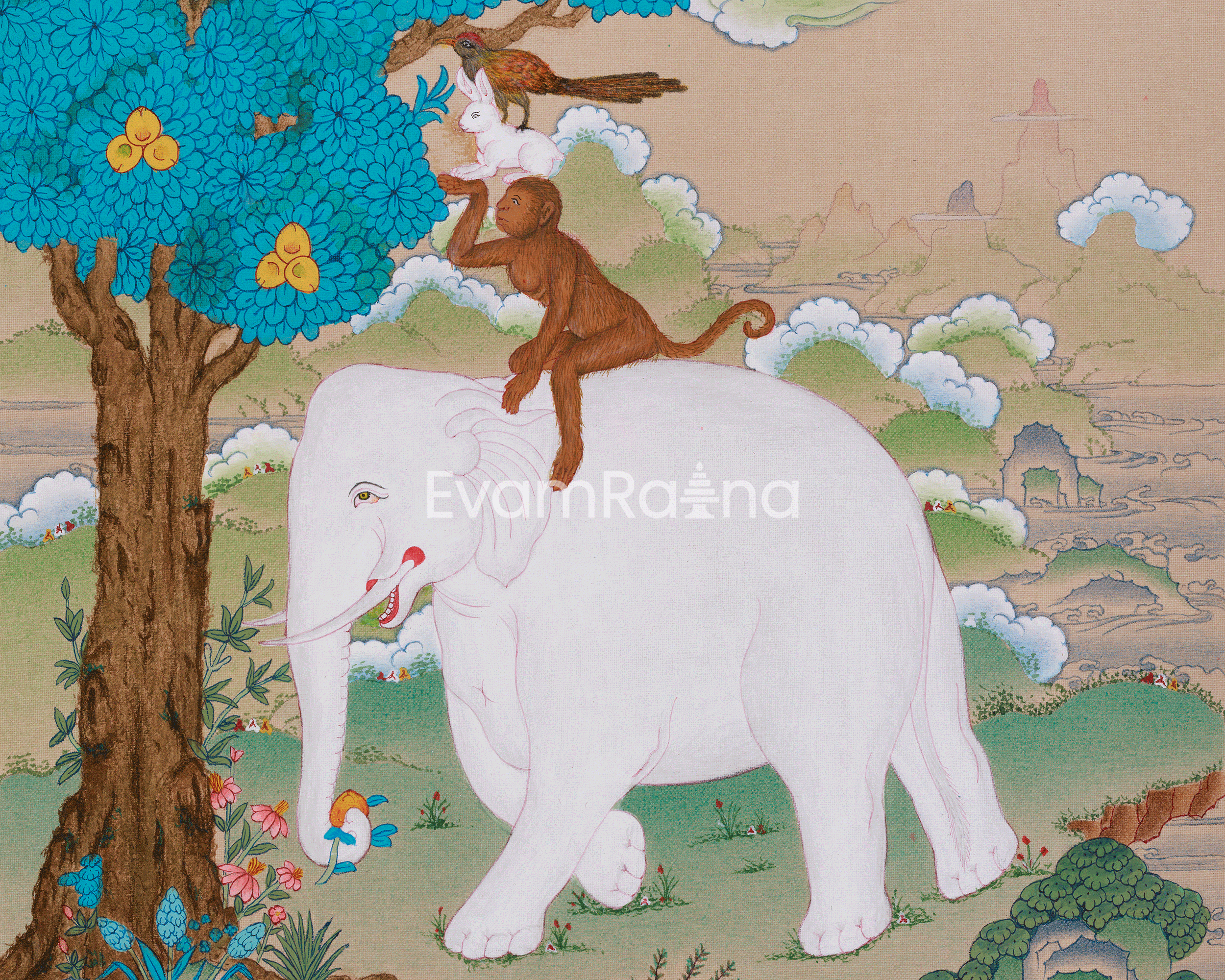 Tibetan Buddhist Art of the Four Harmonious Friends | Symbol of Unity and Mutual Support
