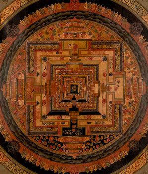 Oil Varnished Kalachakra Mandala | Tibetan Thangka Painting