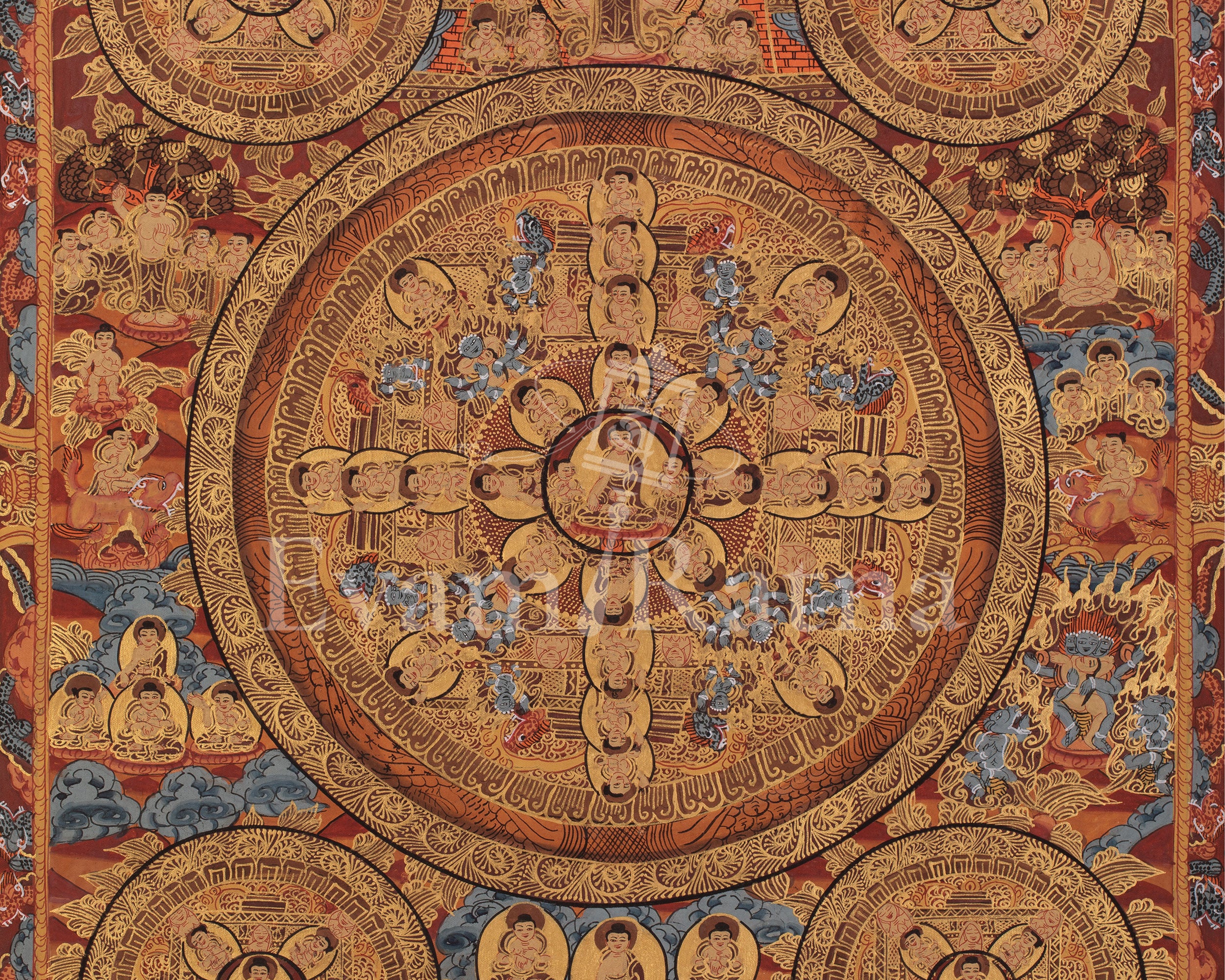 Tibetan Pancha Buddha Mandala | Representing Enlightened Wisdom