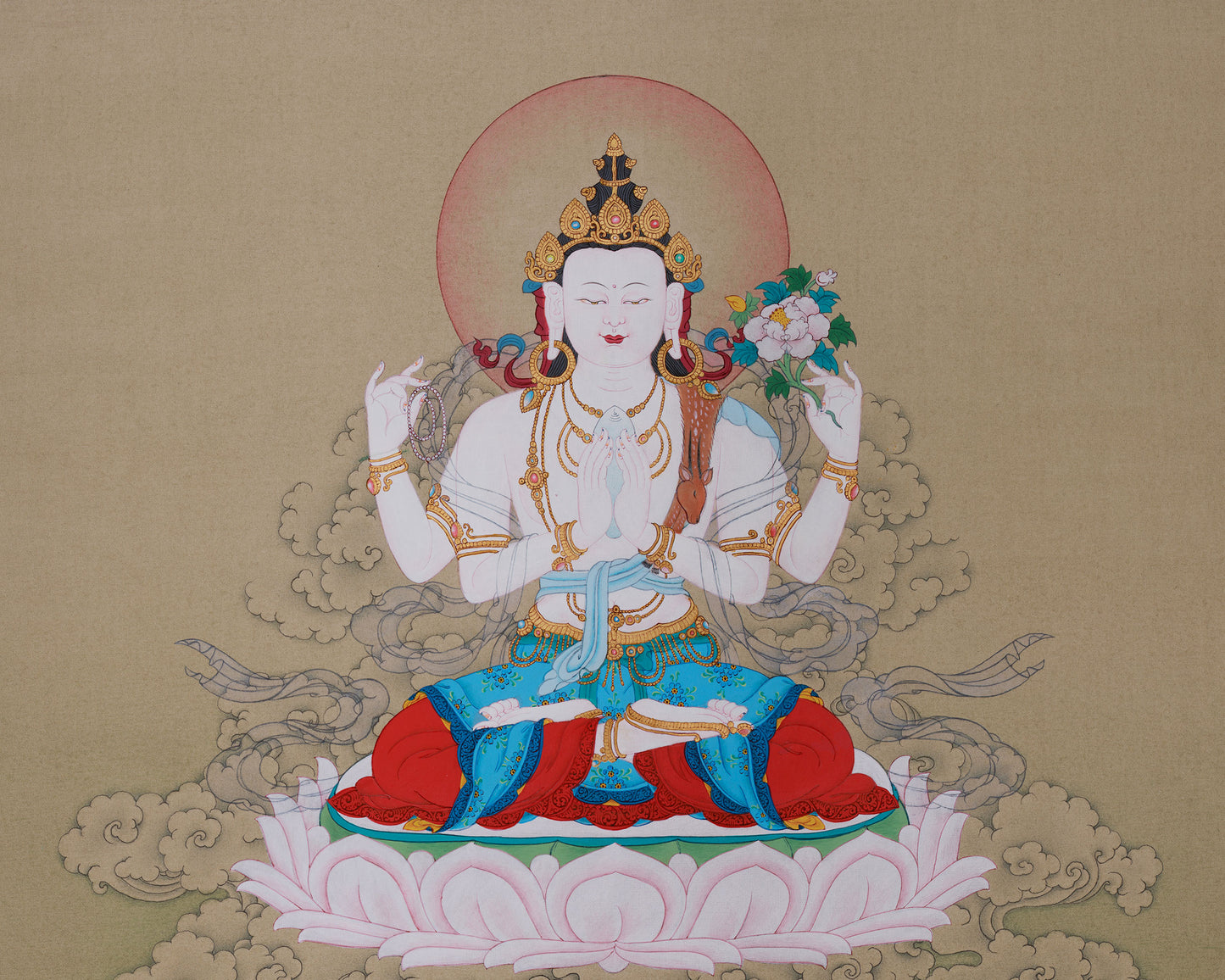 Avalokitesvara | Compassion Bodhisattva Thangka | 24K Gold