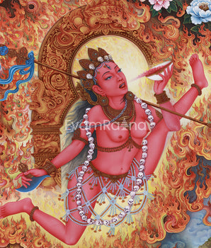 Vidyadhari Yogini in Paubha Style | Flying Vajrayogini | Goddess of Wisdom