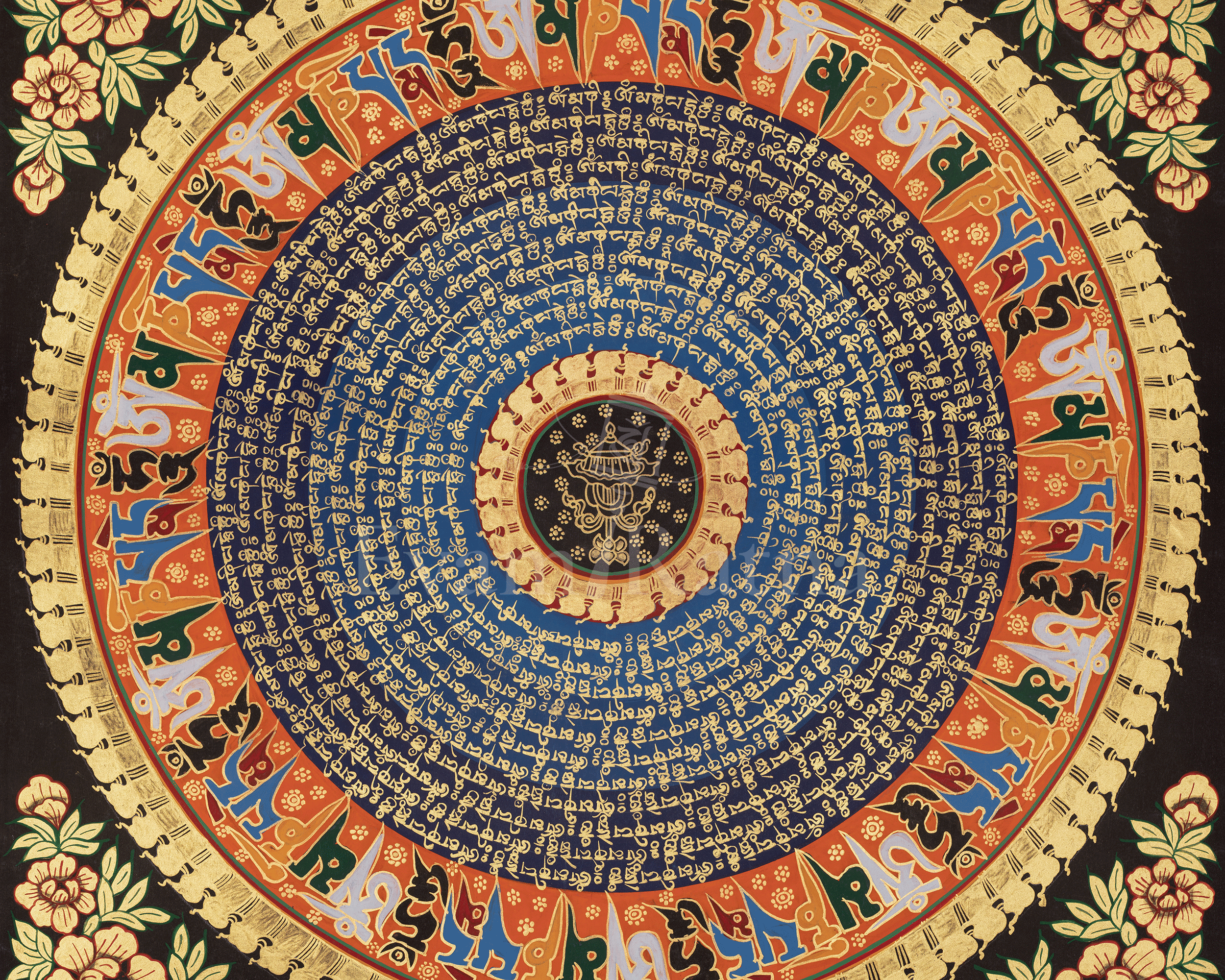 Treasure Vase Mantra Mandala | Sacred Art of Abundance and Auspicious Blessings