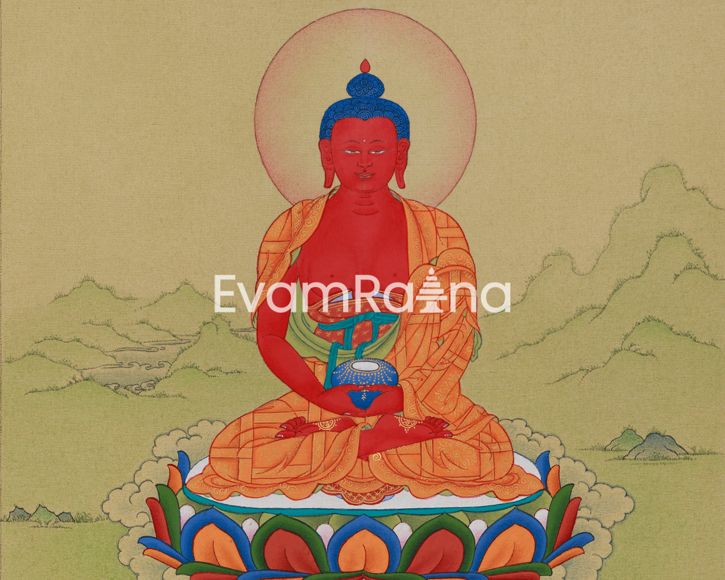 Traditional Thangka of Amitabha Buddha | A Divine Symbol of Compassion and Pure Land