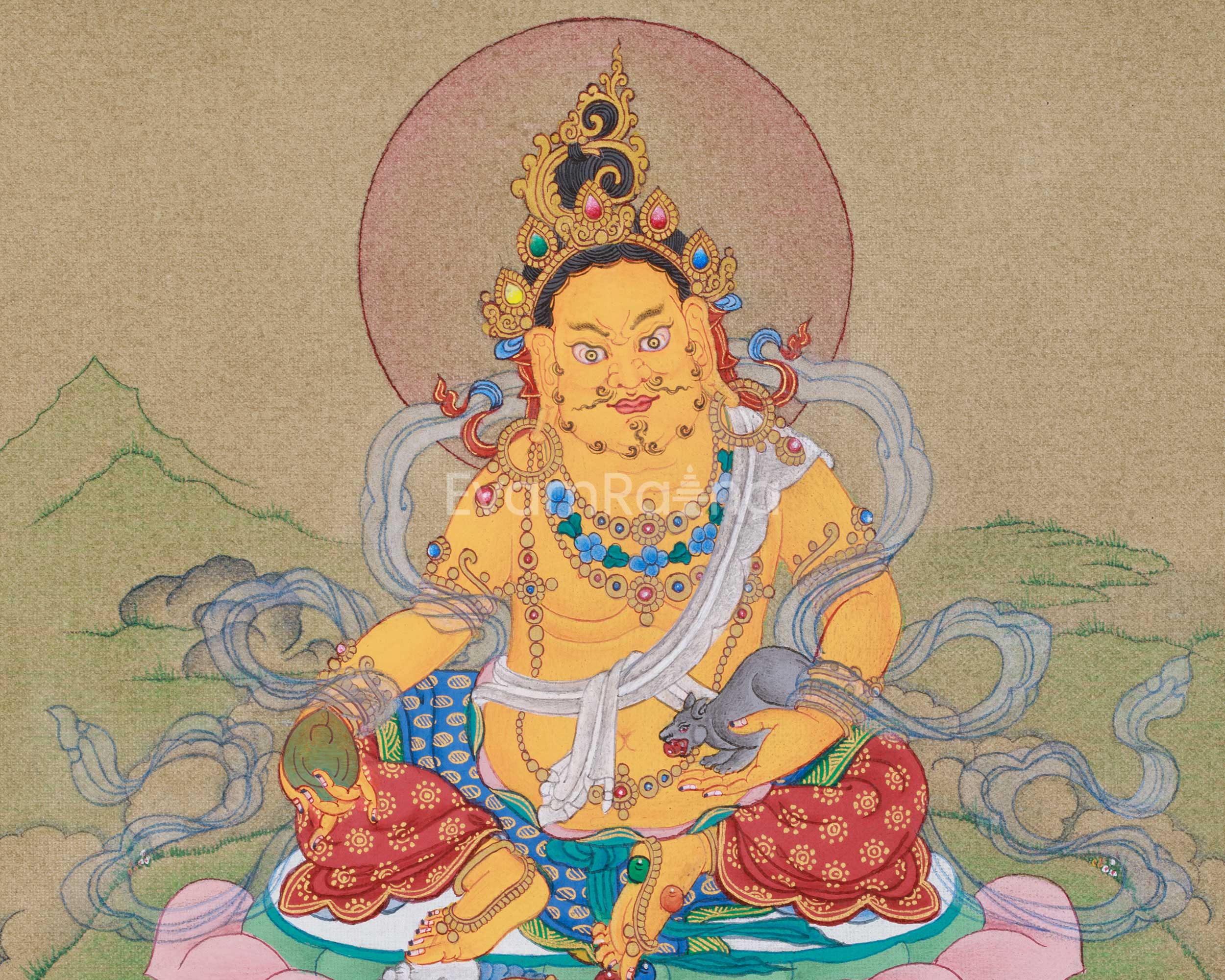 Original Zambhala Painting | Dzambhala, Protector of Wealth and Spiritual Abundance