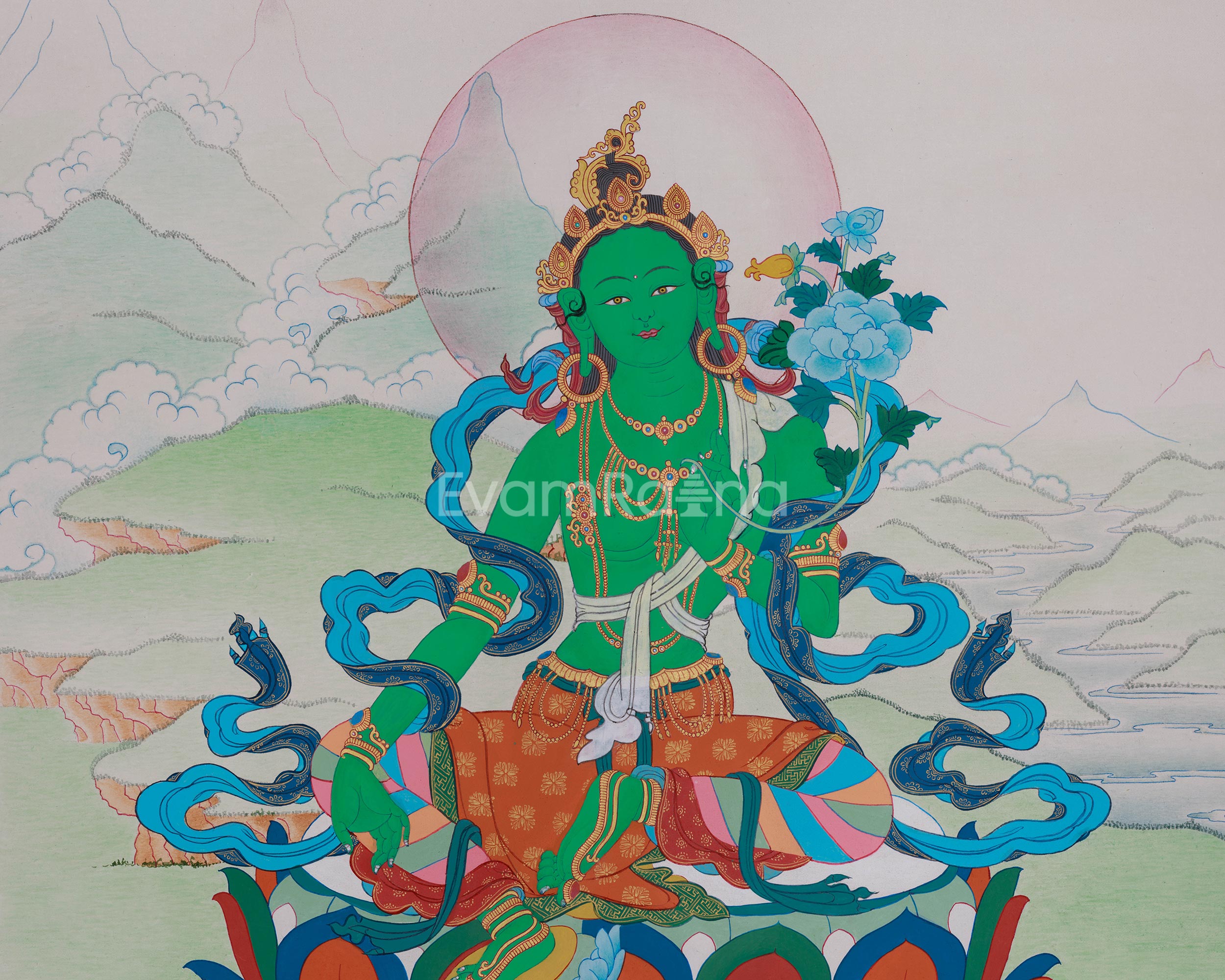 Green Tara, Goddess of Compassion Thangka | Protector and Healer Deity