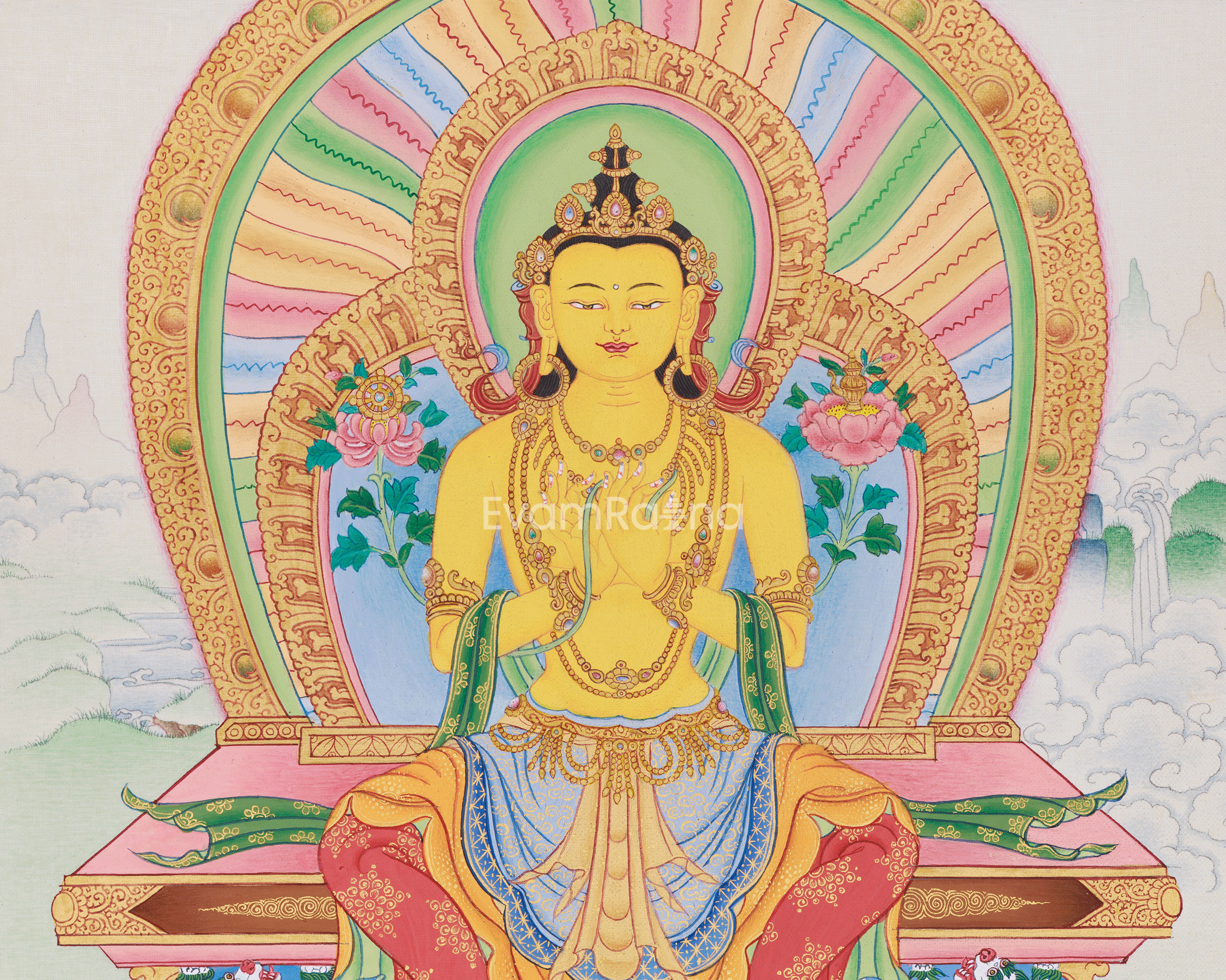 Tibetan Buddha Maitreya | Hand-Painted Vision of Future and Enlightenment