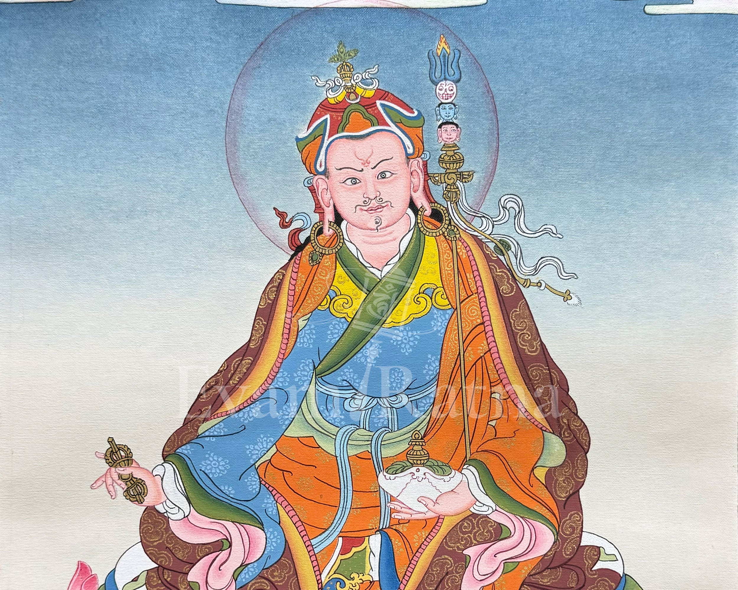 Guru Rinpoche Thangka With Brocade |  Embodiment of Profound Wisdom