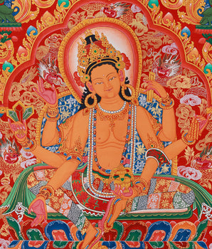 Buddhist Goddess Vasudhara Paubha Artwork | Newari Artistic Elegance