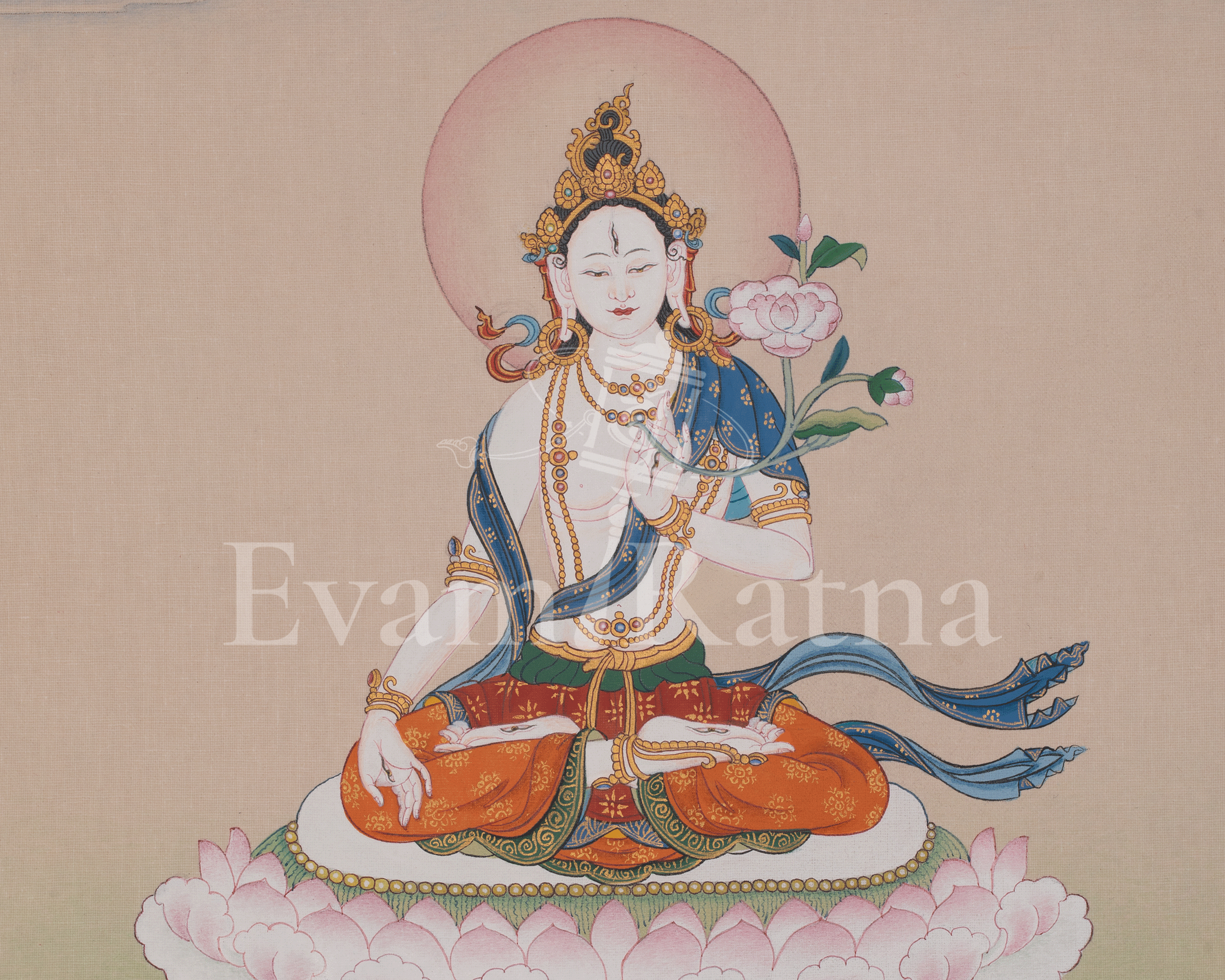 White Tara Compassion Deity Art | Revered Female Buddha in Tibetan Buddhism | Sita Tara