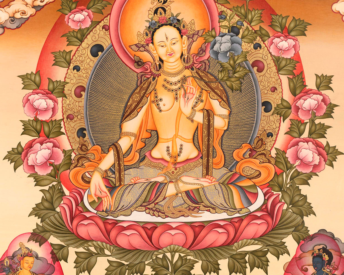 White Tara Painting | Traditional Religious Wall Decor