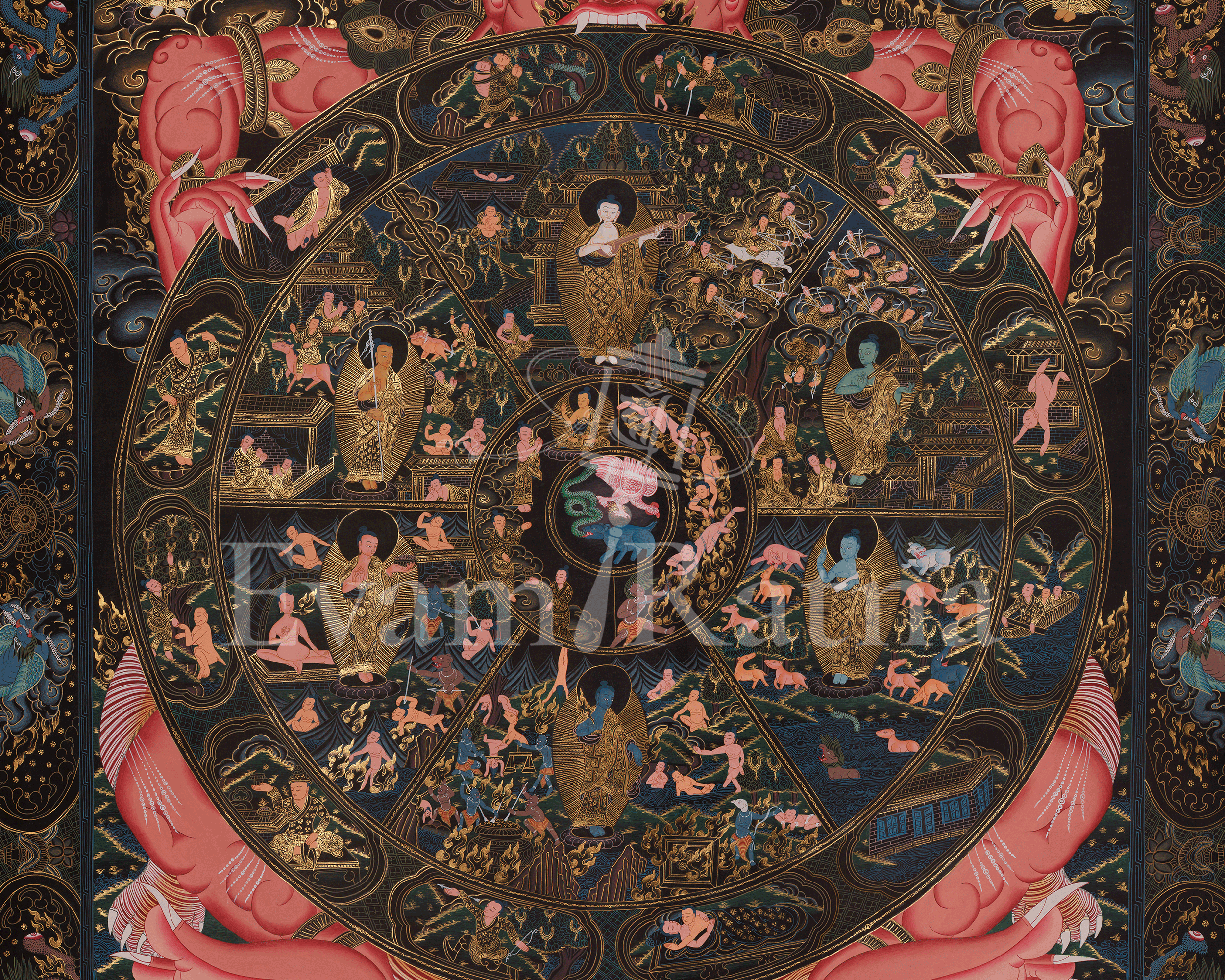 Authentic Wheel of Life Art | Sacred Tibetan Bhavachakra Thangka | Home Decor