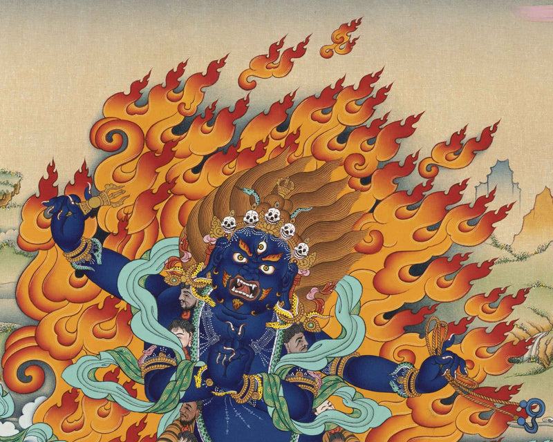 Vajrapani Buddha Thangka Print For Mindfulness | Giclee Print As Living Room Decor