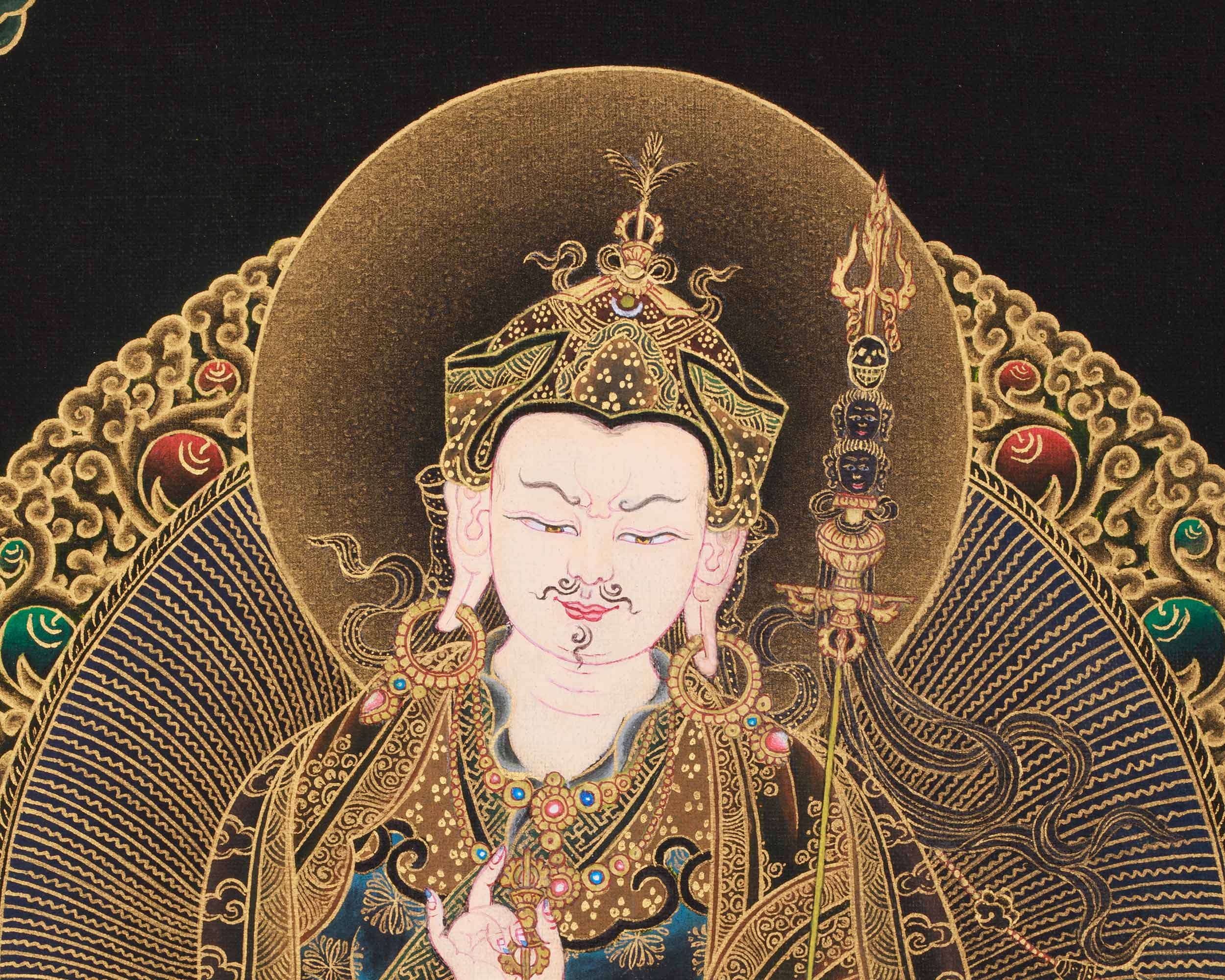 Traditional Peaceful Guru Rinpoche Thangka | Padmasambhava, The Lotus-Born Master