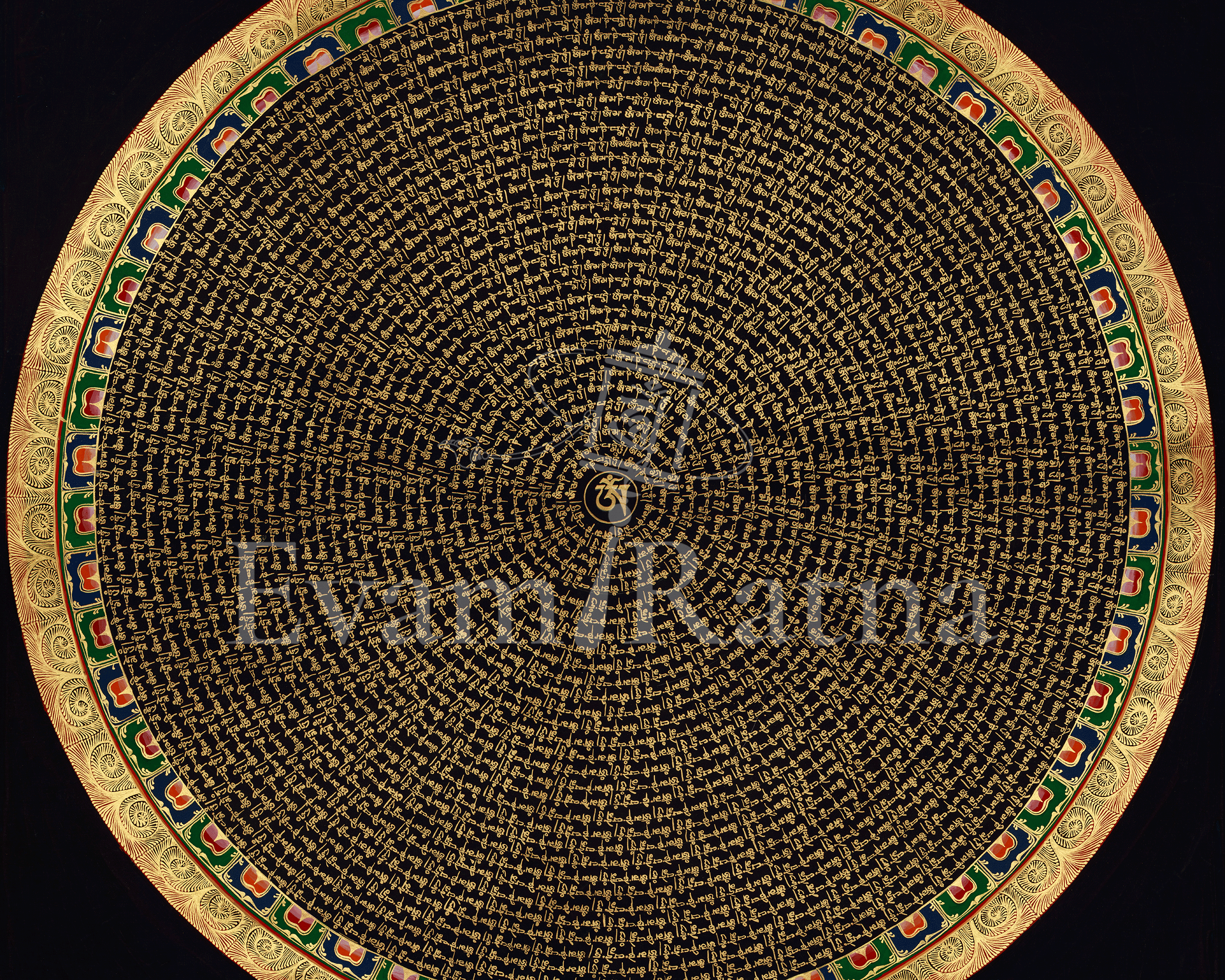 Sacred Mantra Mandala Artwork | Himalayan Buddhist Meditation Art | Home Decor