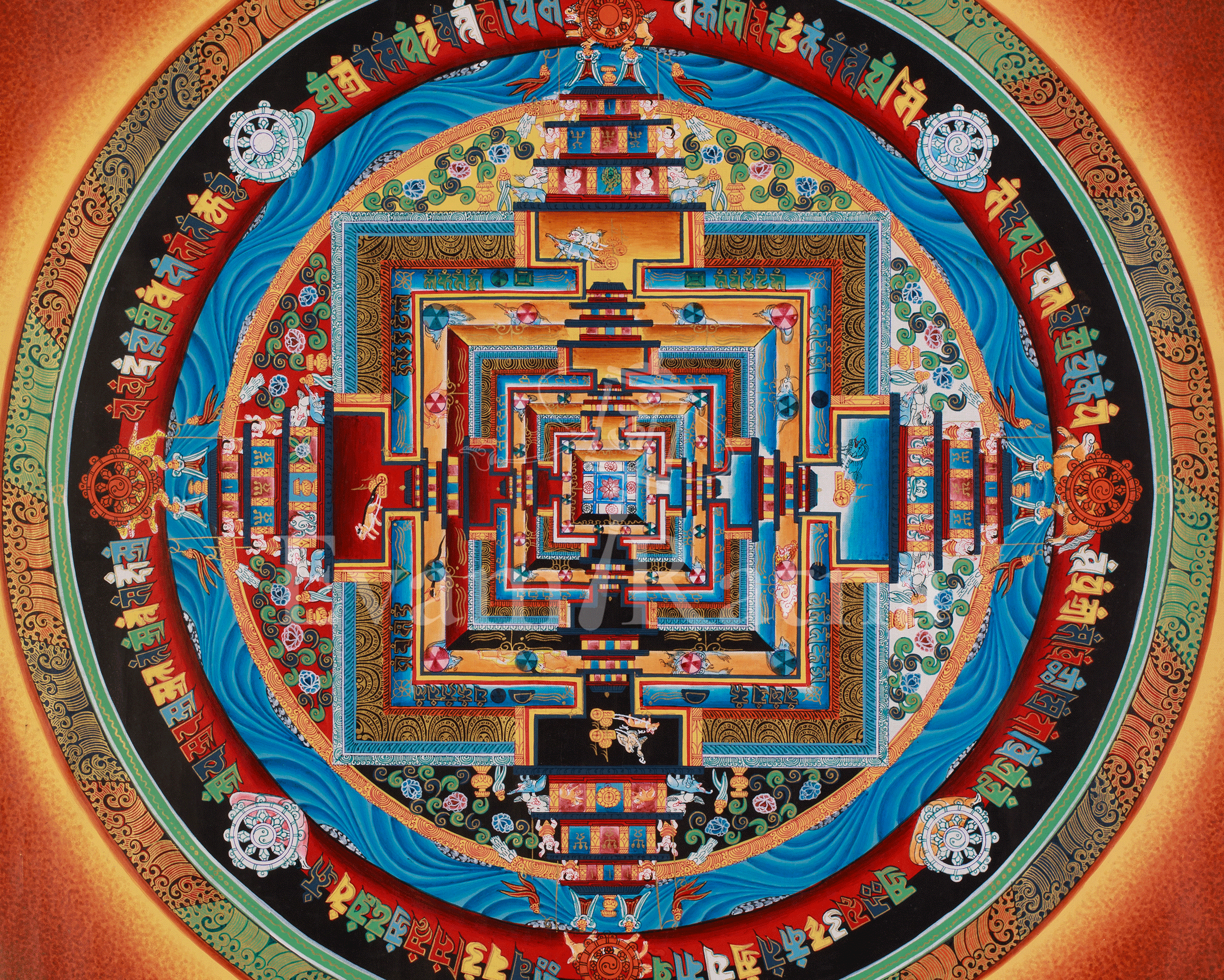 Sacred Buddhist Kalachakra Mandala Art | Meditation Altar | Home Decor