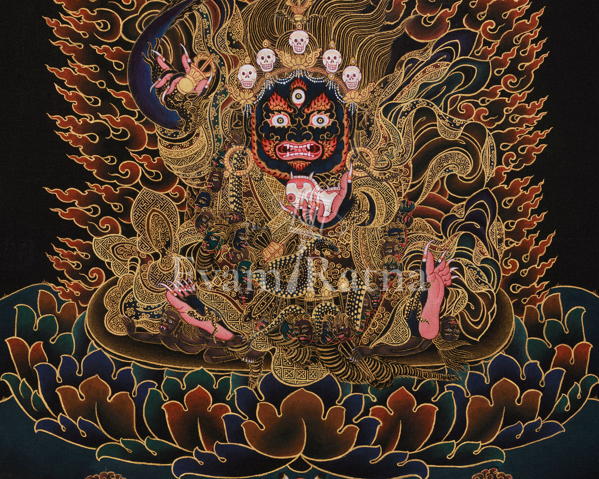 Thangka of Fierce Mahakala Bernagchen | Wrathful Protector Deity