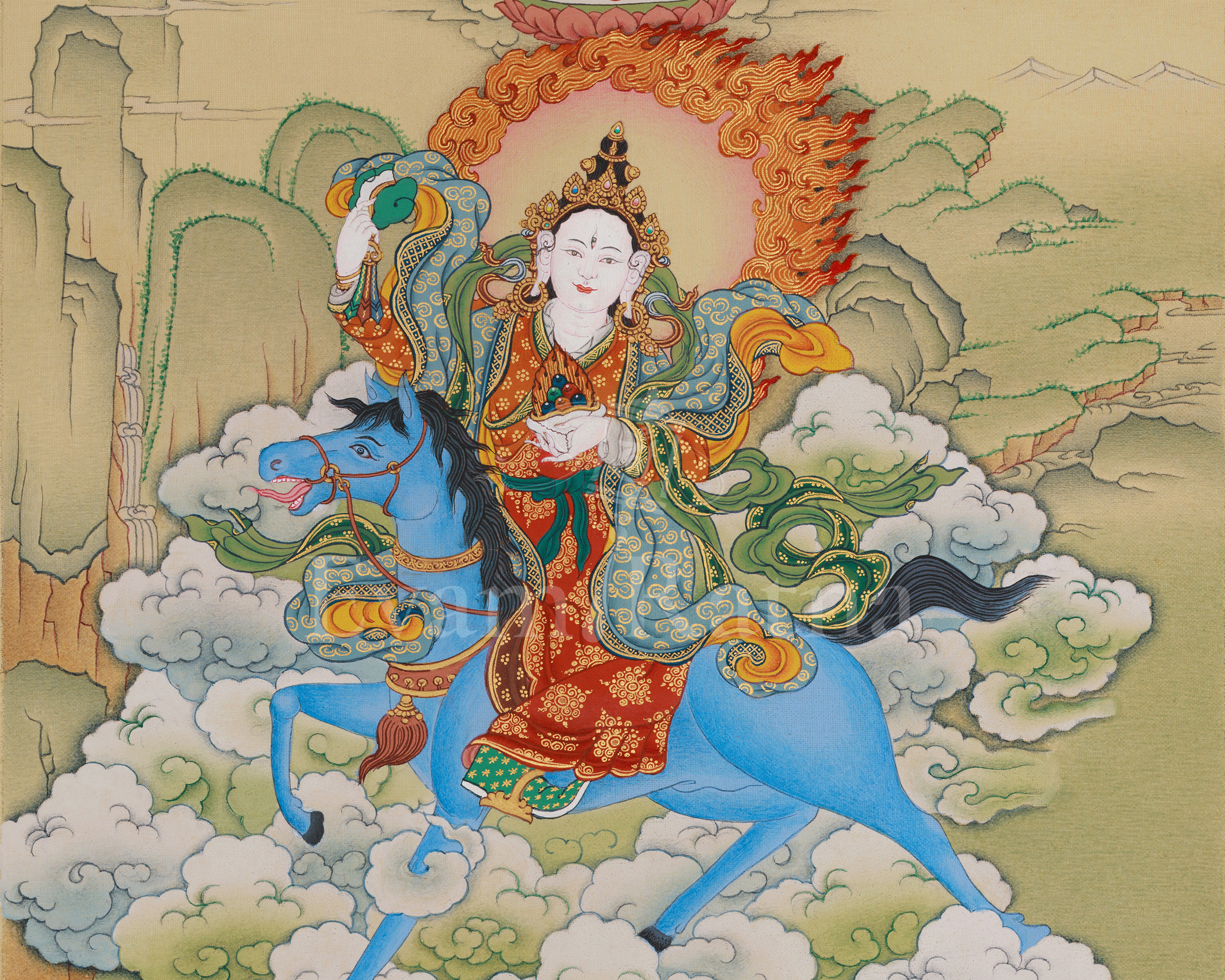 Achi Choki Drolma with Jigten Sumgon Thangka | Wisdom and Compassion Deity