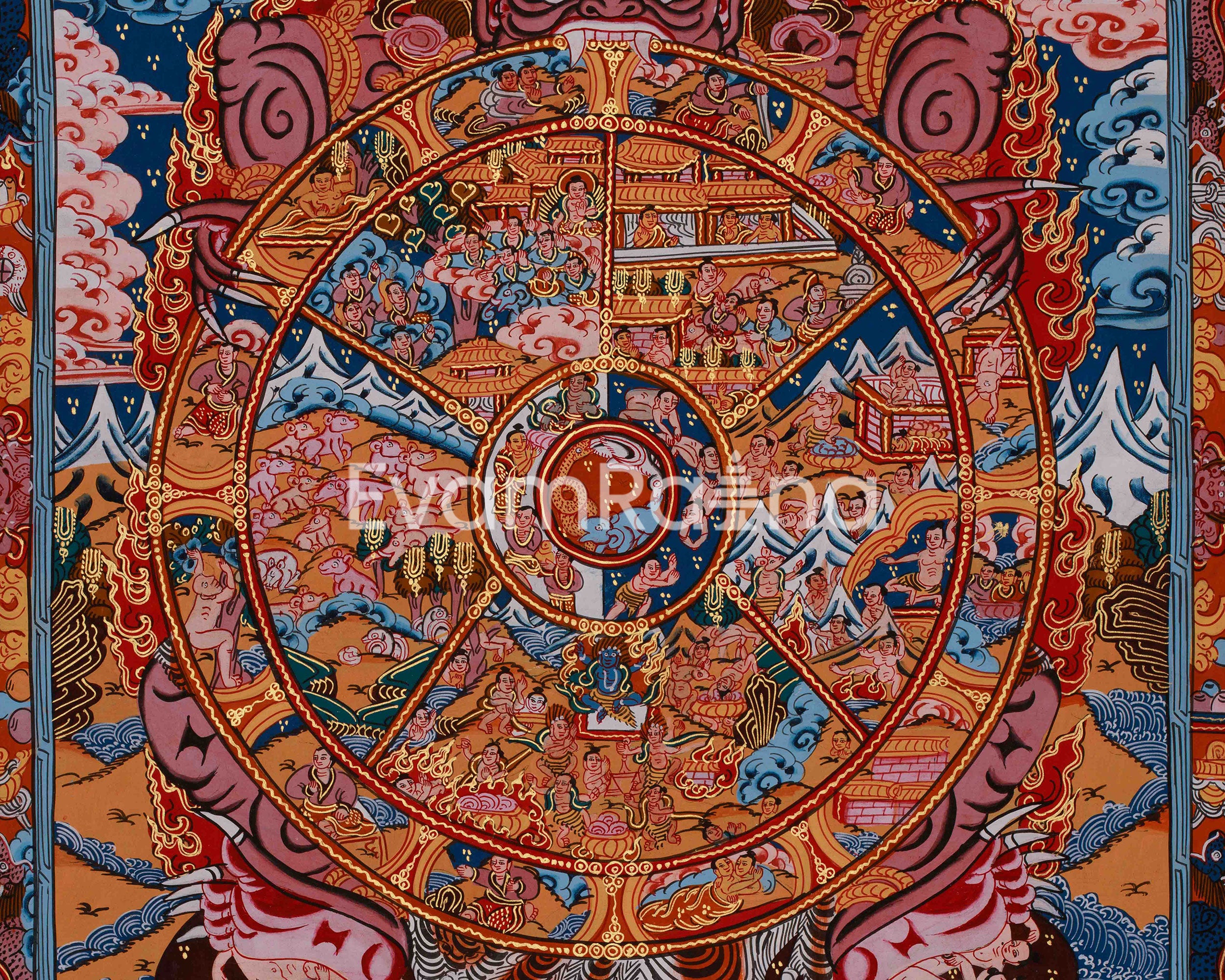 Buddhist Wheel of Life Mandala | Symbolizing Samsara, Karma, and Liberation