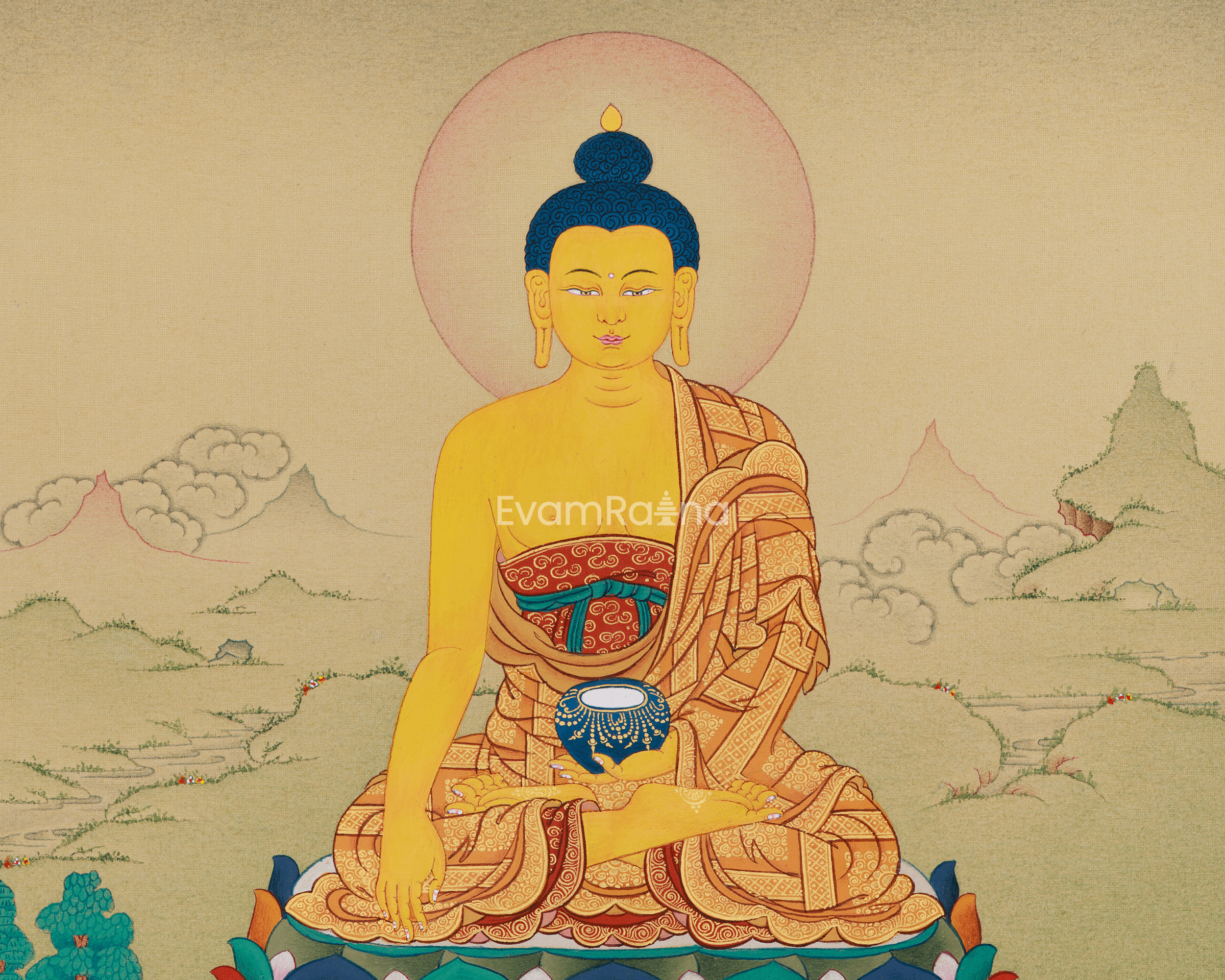 33cm Dharma Teacher Thangka of Shakyamuni | Enlightened Buddha of Wisdom