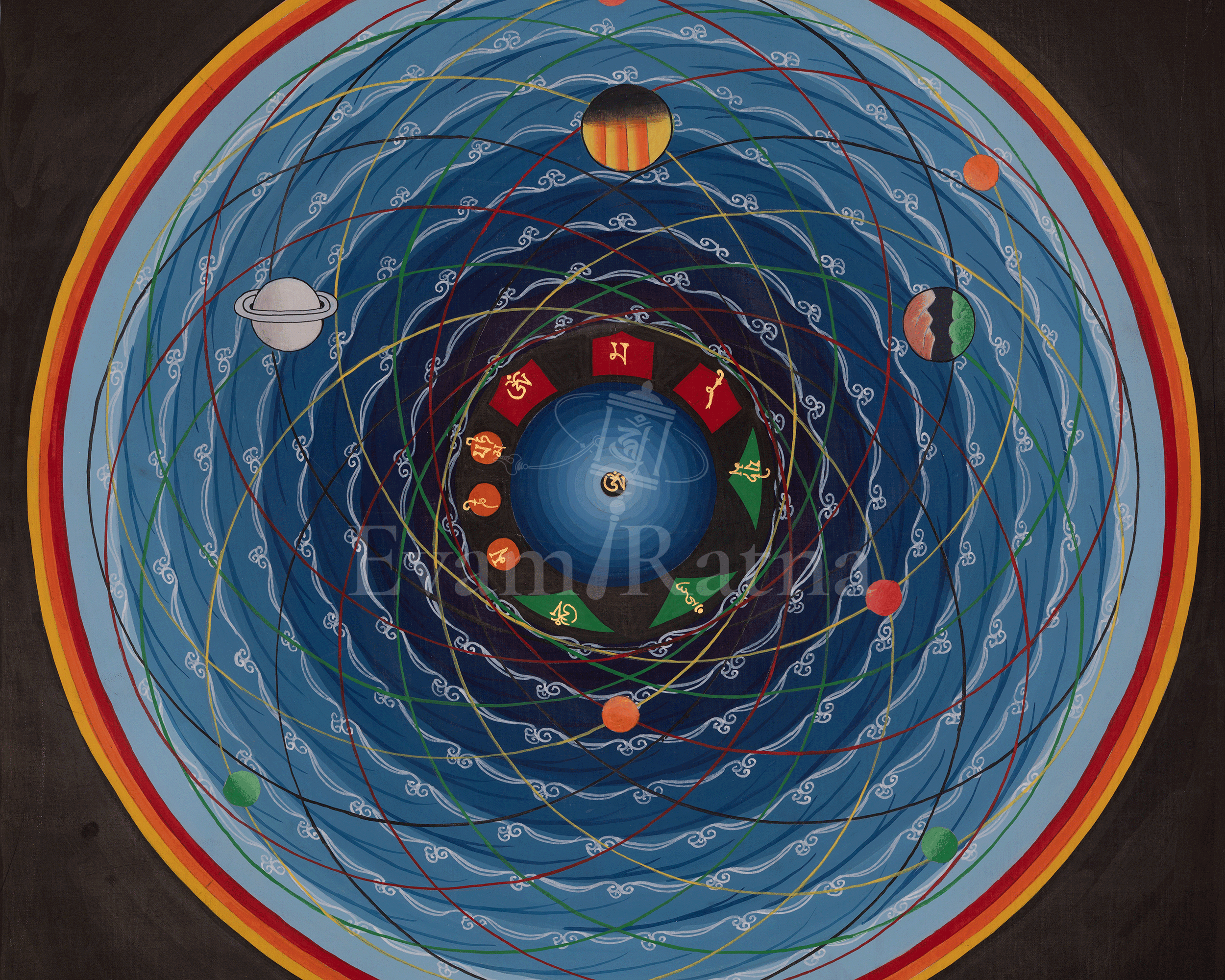 Sacred Mantra Mandala | Himalayan Meditation Artwork