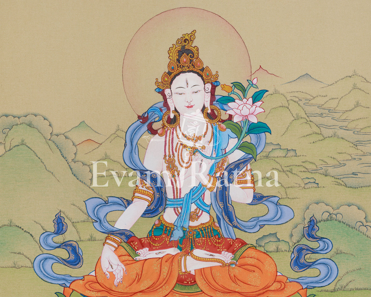 Himalayan Art Of White Tara | The Radiance of Divine Wisdom| Spiritual altar