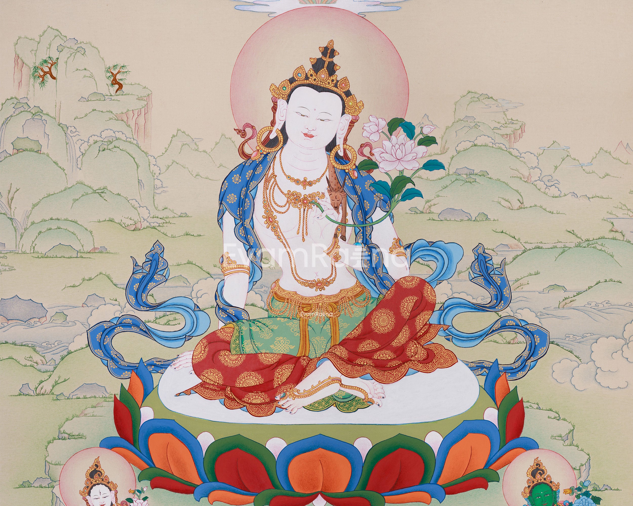 Sacred Chenrezig with White Tara and Green Tara | A Trio of Enlightened Blessings