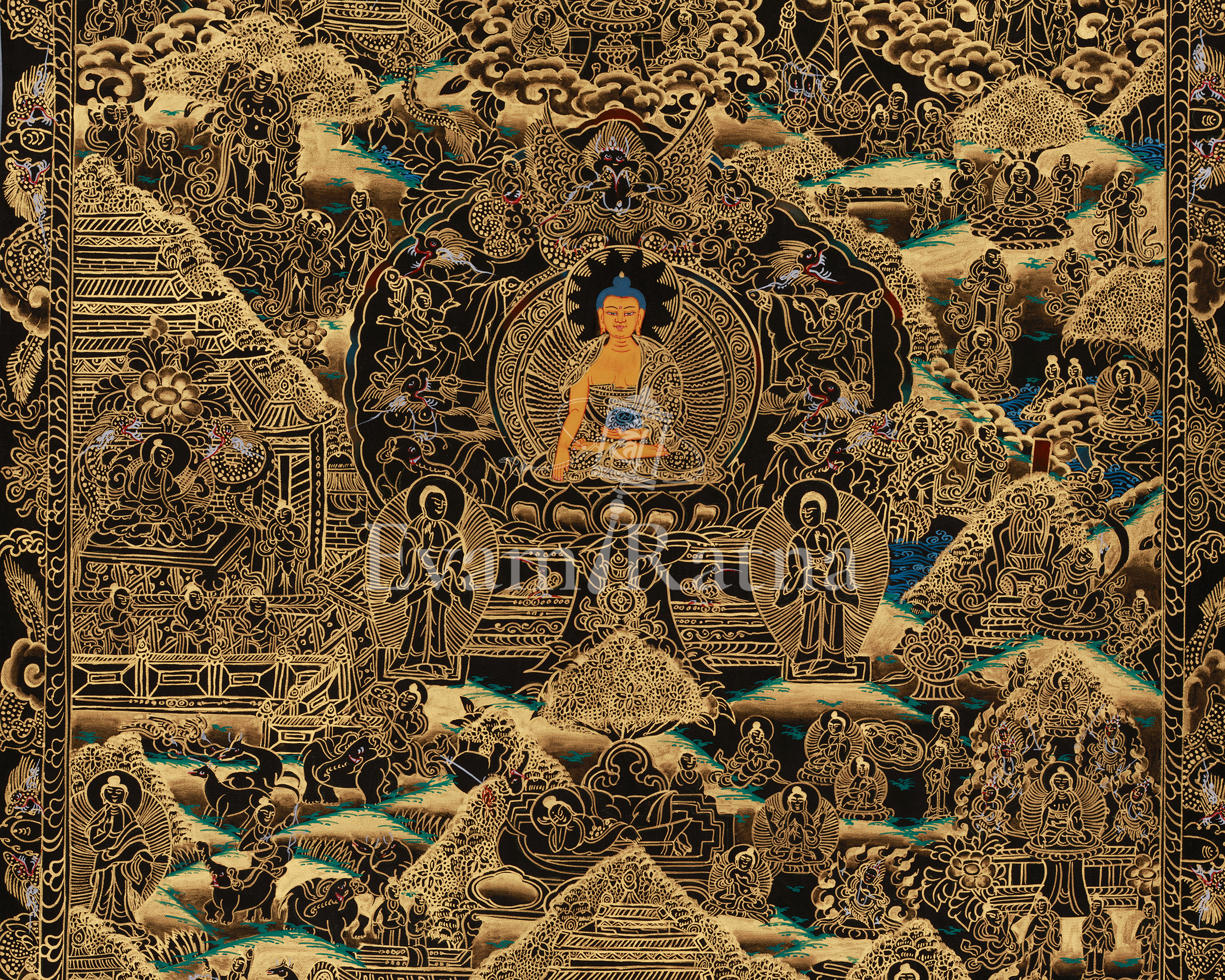 Traditional Art of Buddha Life Story Thangka | Shakyamuni Buddha Thangka