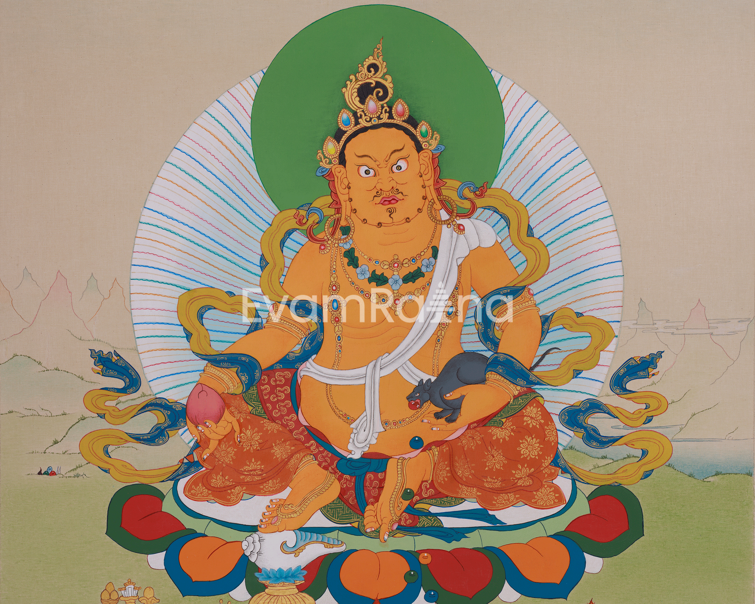 Guardian of Prosperity Dzambhala Thangka | A Sacred Symbol of Wealth and Blessings