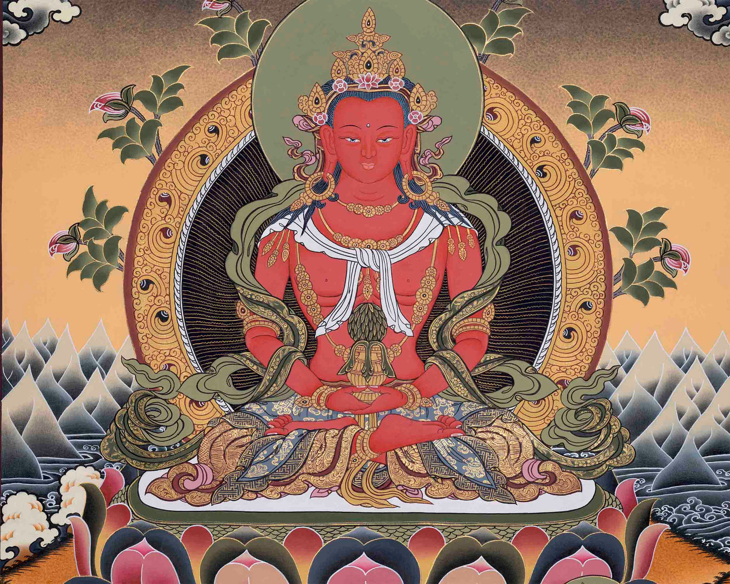 Buddha Amitayus Painted Thangka | Handmade Thangka Painting