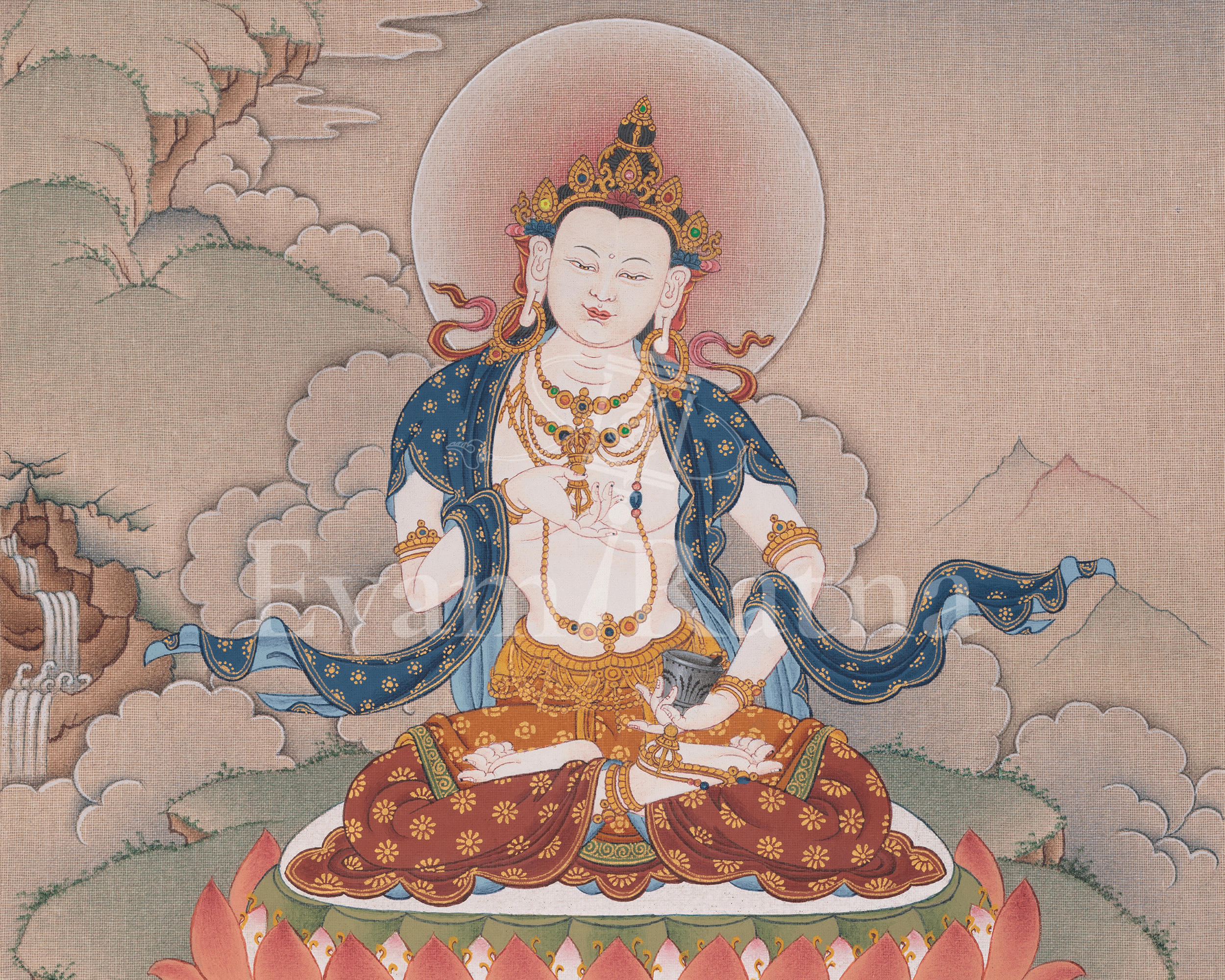 Vajrasattva Purification Art | Wisdom Deity | Spiritual Artwork
