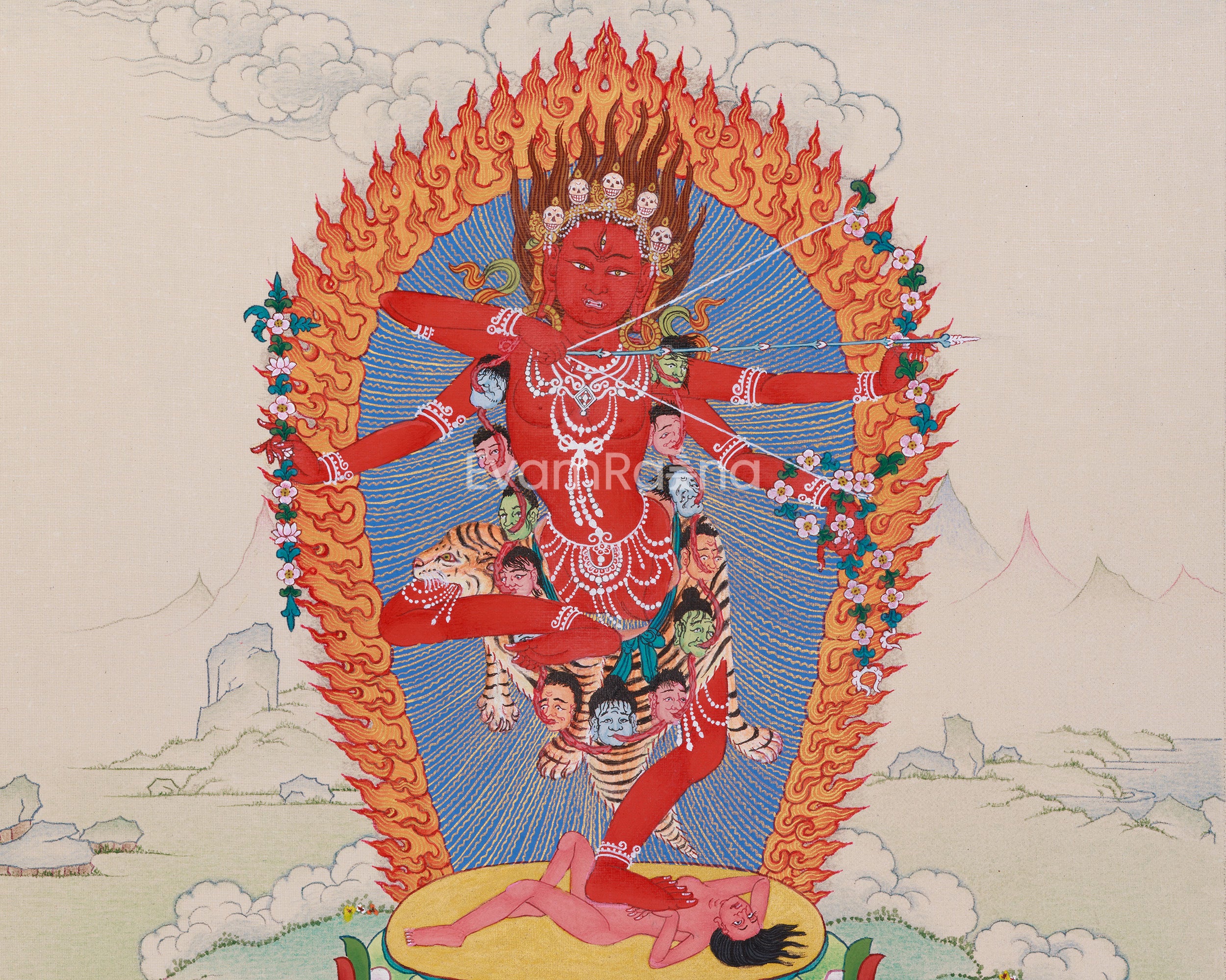 33 cm Kurukulla Artwork | Tibetan Goddess of Love, Magnetism, and Enchantment