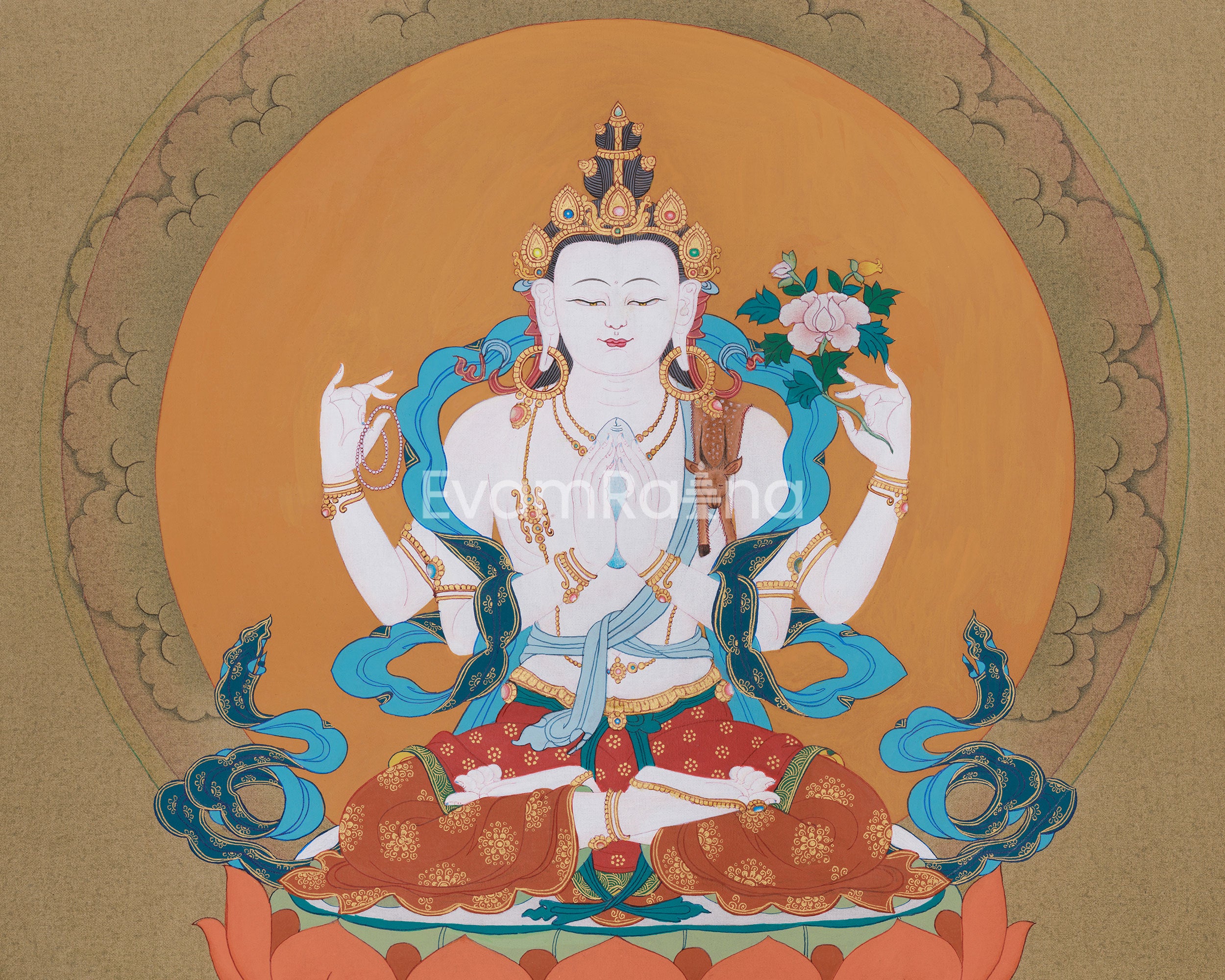 Traditional Chenrezig Artwork | Thangka of the Bodhisattva of Compassion