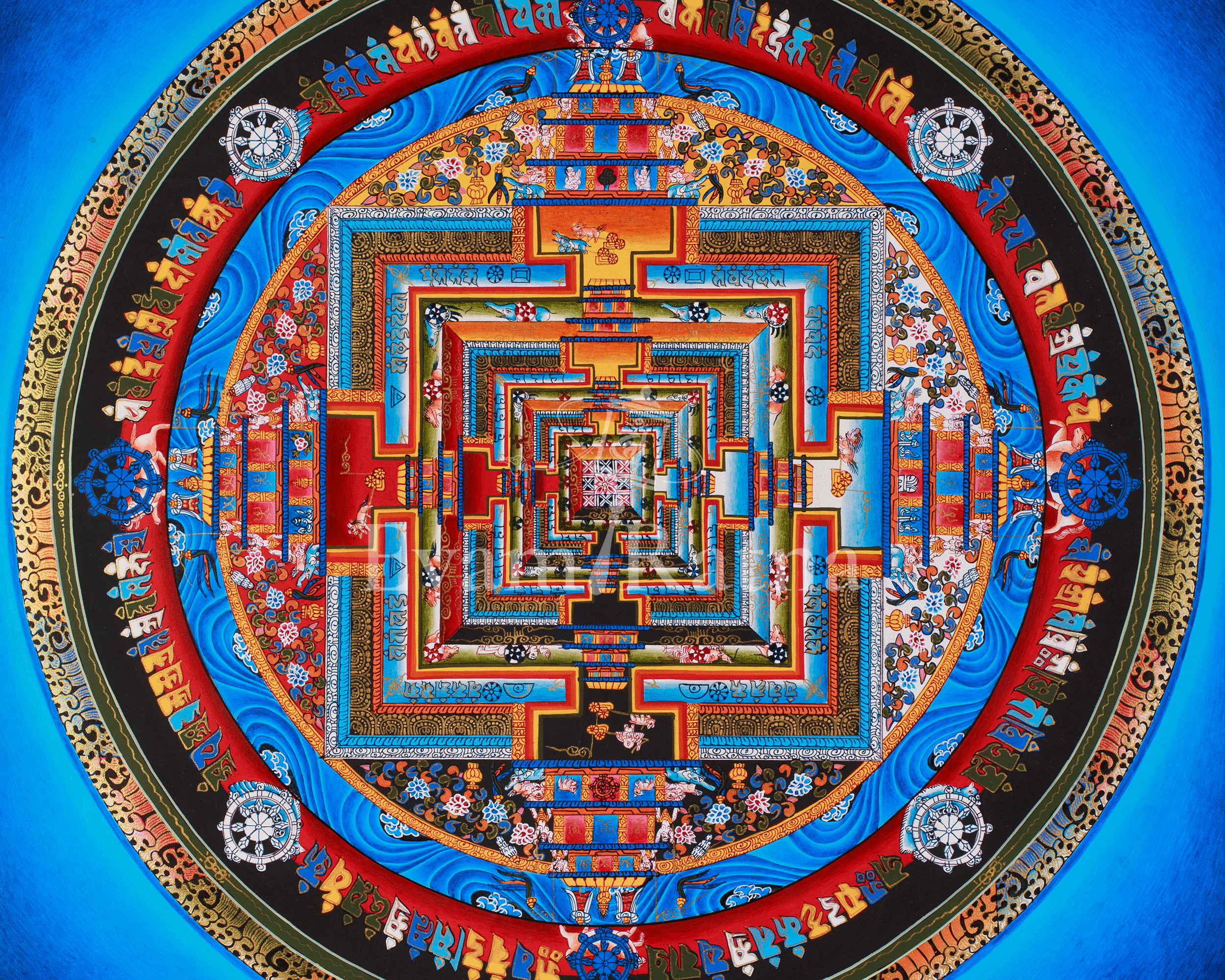 Divine Kalachakra Mandala Art | Sacred Tibetan Buddhist Painting of Cosmic Wisdom