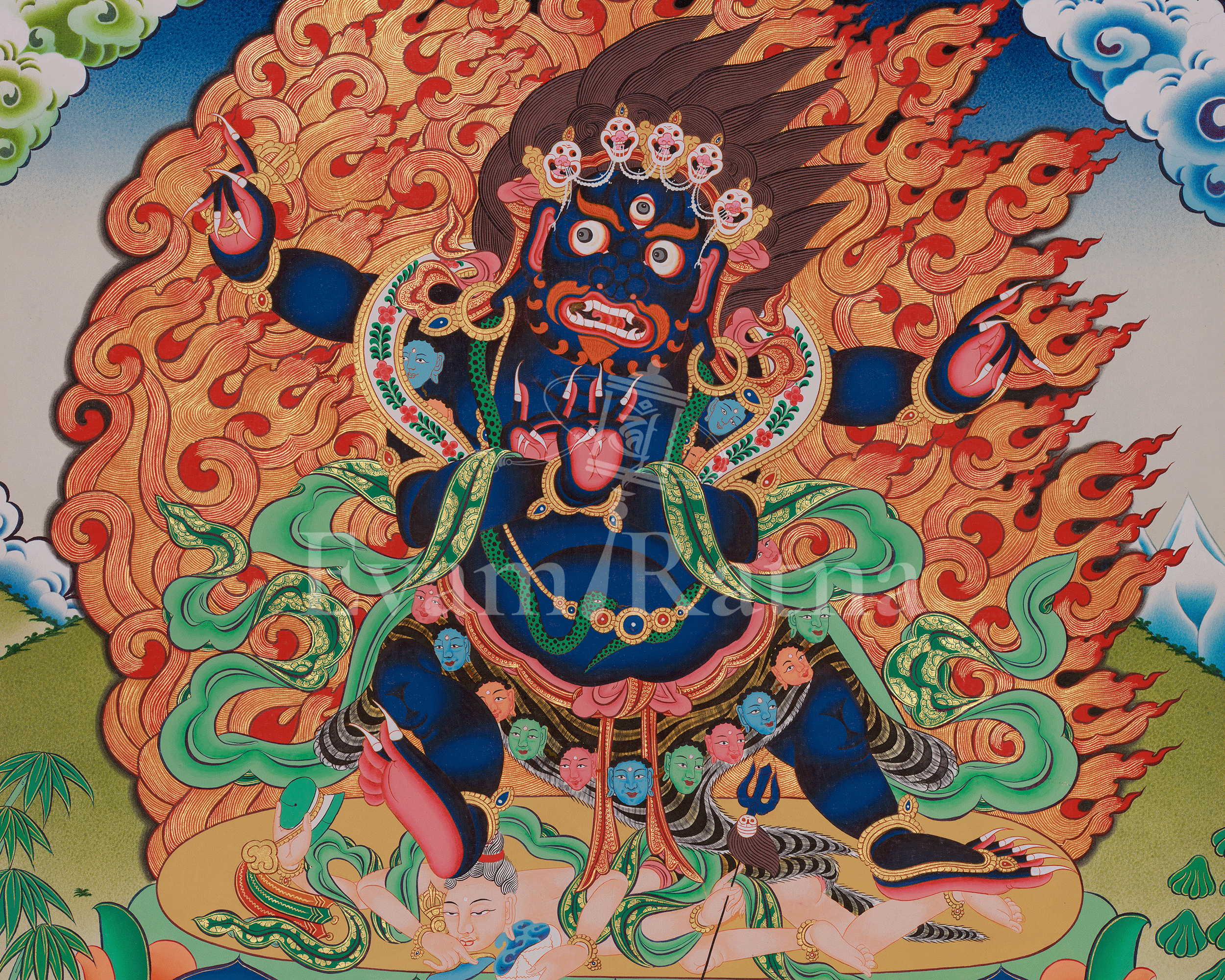 Vajrapani Buddhist Art | Tibetan Protector Thangka | Embodiment of Fearless Power