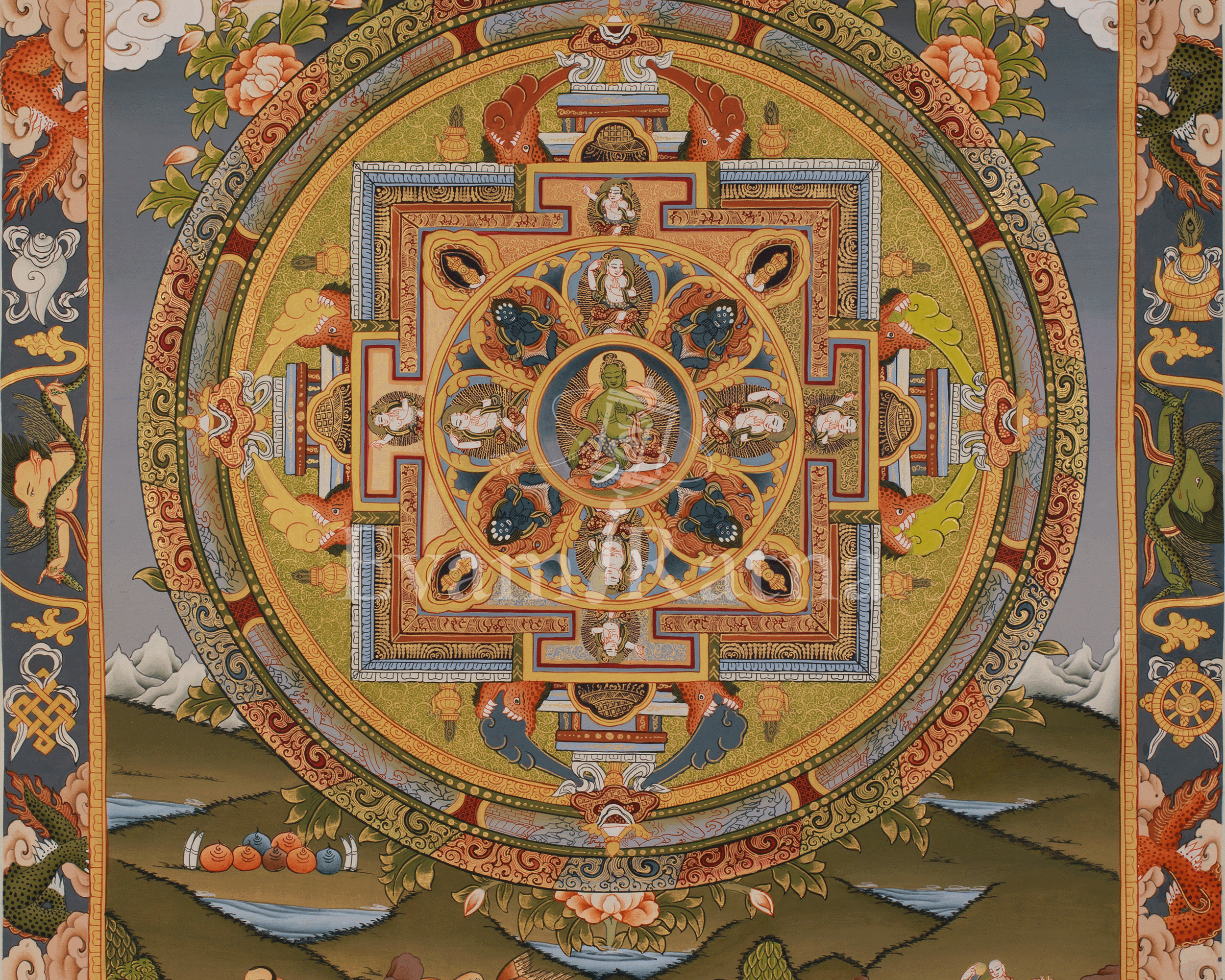 Green Tara Mandala Painting | A Sacred Mandala of Compassion, Protection, and Swift Action