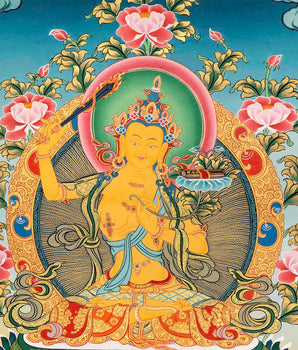 Hand Painted Manjushree Bodhisattva Thangka | Traditional Buddhist Art