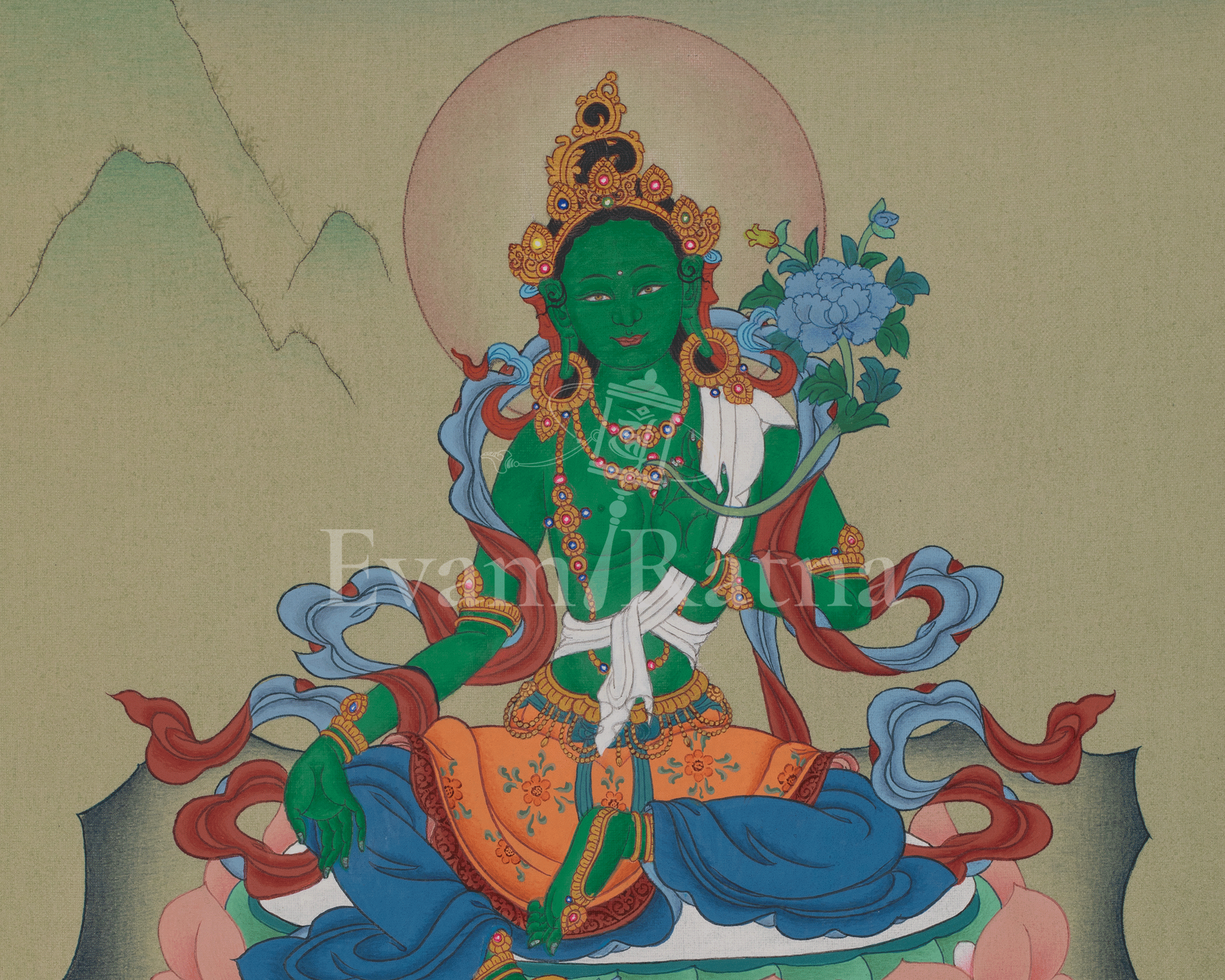 Green Tara Sacred Thangka | Mother of Liberation | Thangka Painting | Himalayan Art