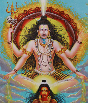 Shankar Parvati Thangka Print | Sacred Hindu Wall Art