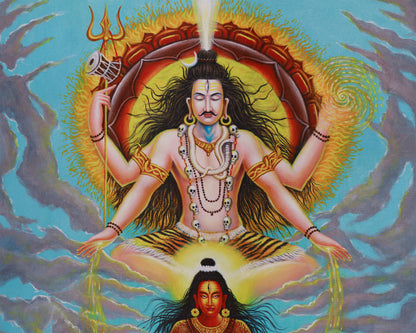 Shankar Parvati Thangka Print | Sacred Hindu Wall Art