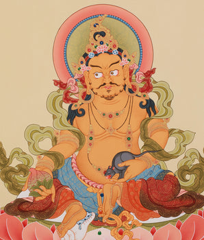 Kubera Deity Dzambhala Thangka | Tibetan Wealth Deity Art