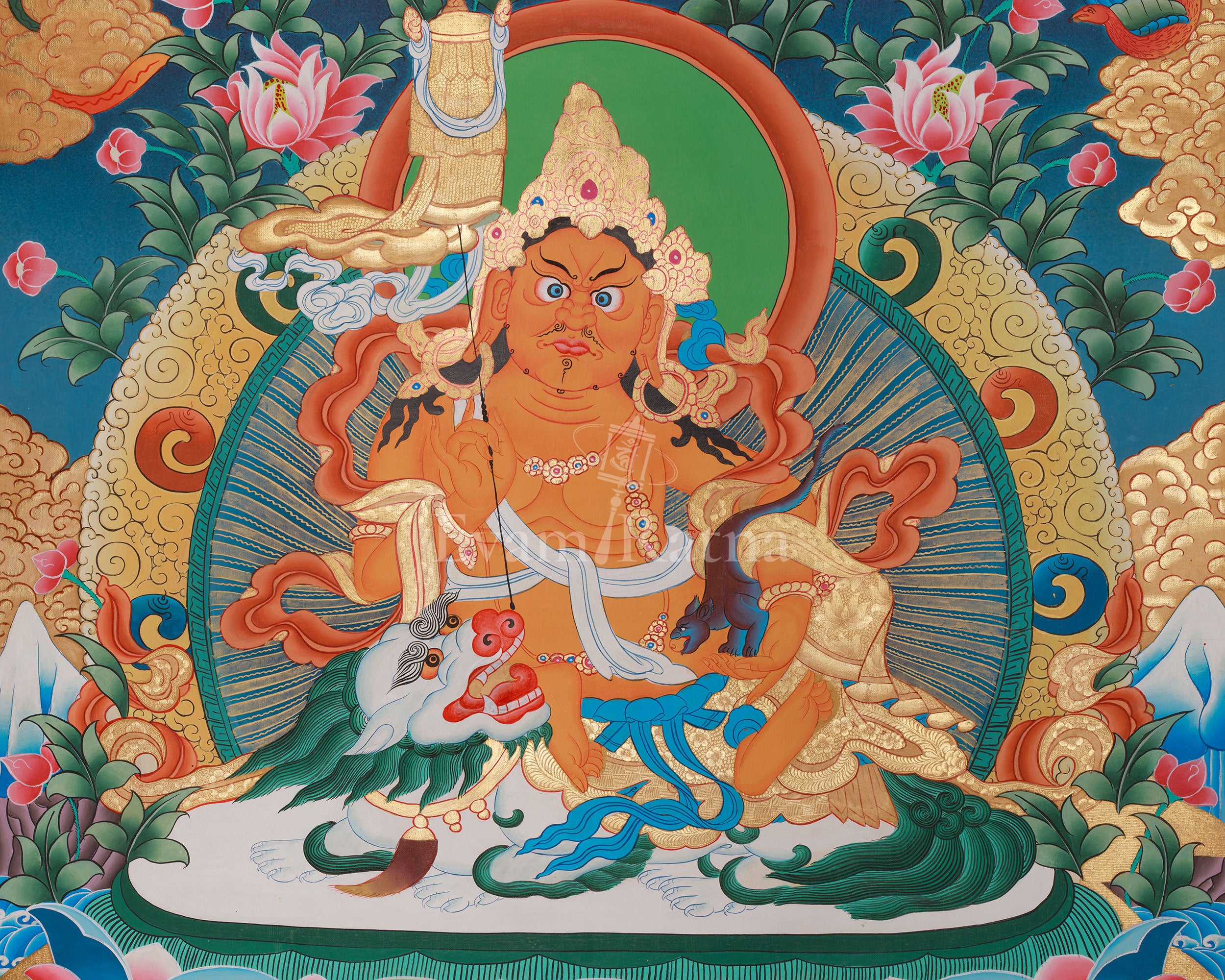 Traditional Thangka of Namtoshe | Deity of Wealth And Prosperity In Tibetan Buddhism