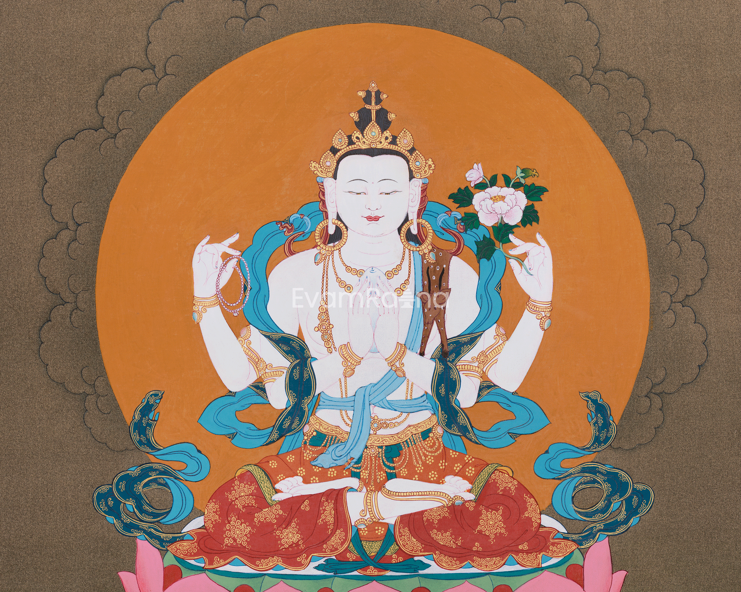 Traditional Artwork of Chenrezig | The Compassionate Bodhisattva of Mercy and Protection