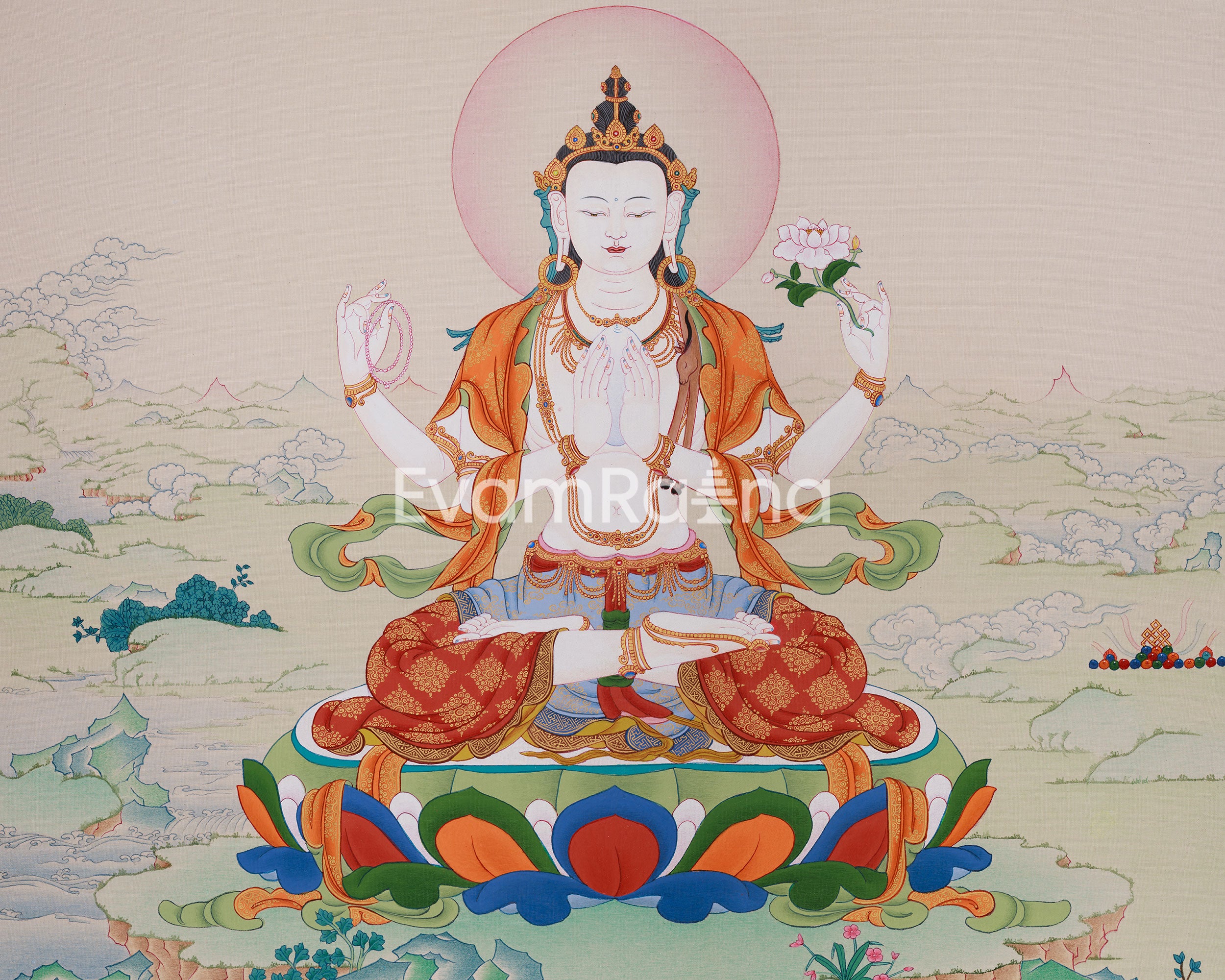 Universal Compassion Thangka of Avalokiteshvara | Chenrezig Thangka