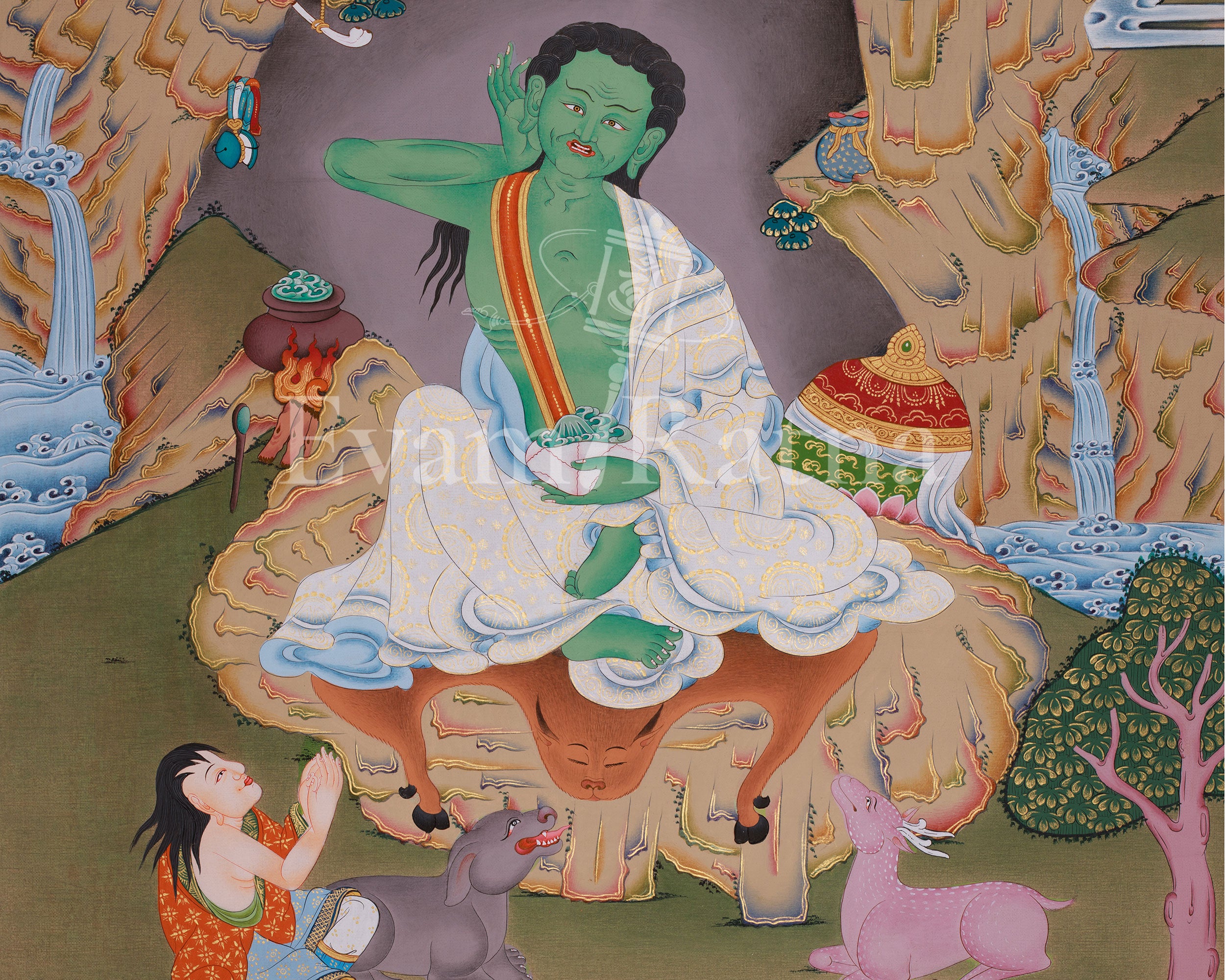 Milarepa Buddhist Art | The Great Yogi and Enlightened Master | Tibetan Painting