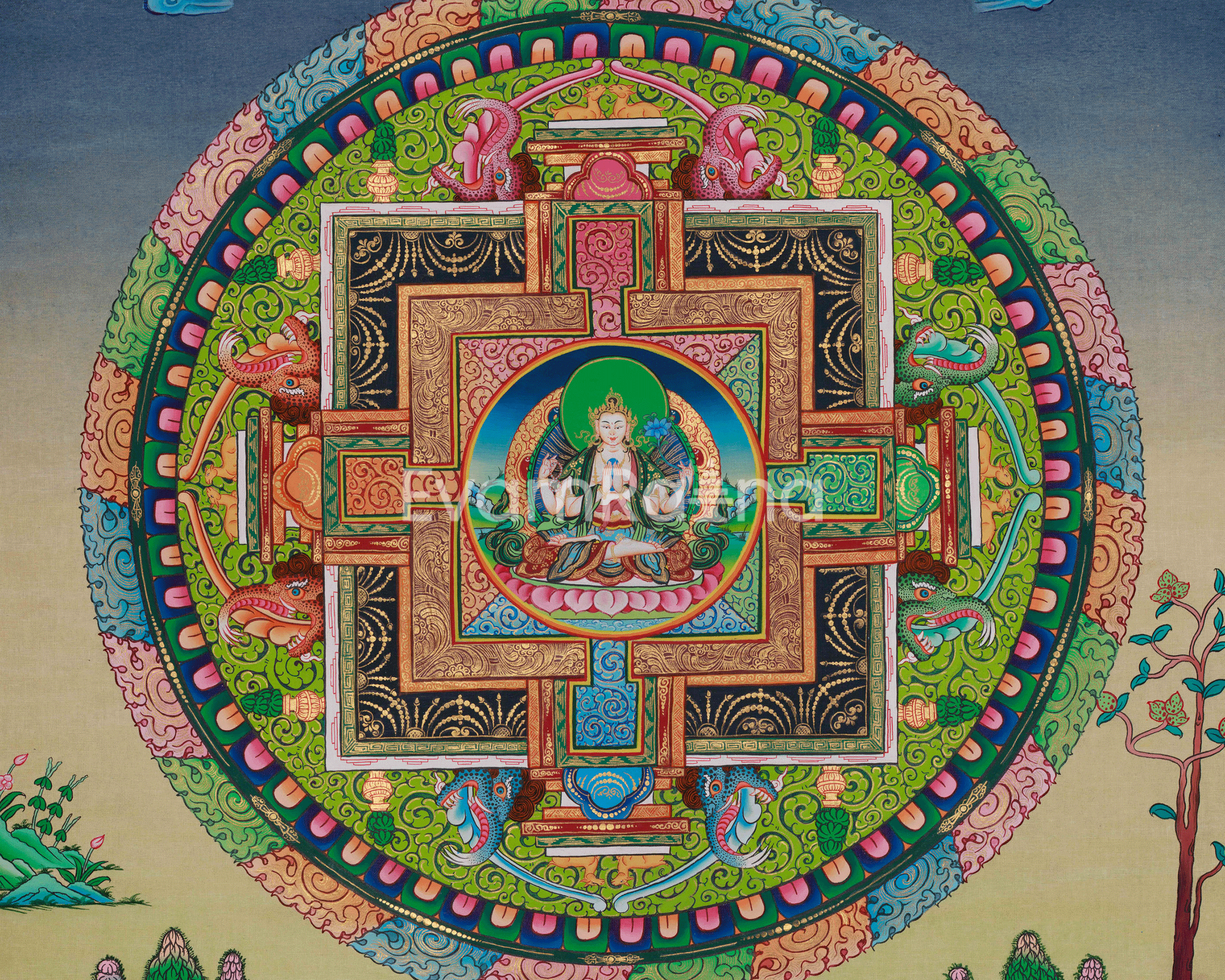 Himalayan Chenrezig Mandala Art | Infinite Compassion and Enlightened Wisdom