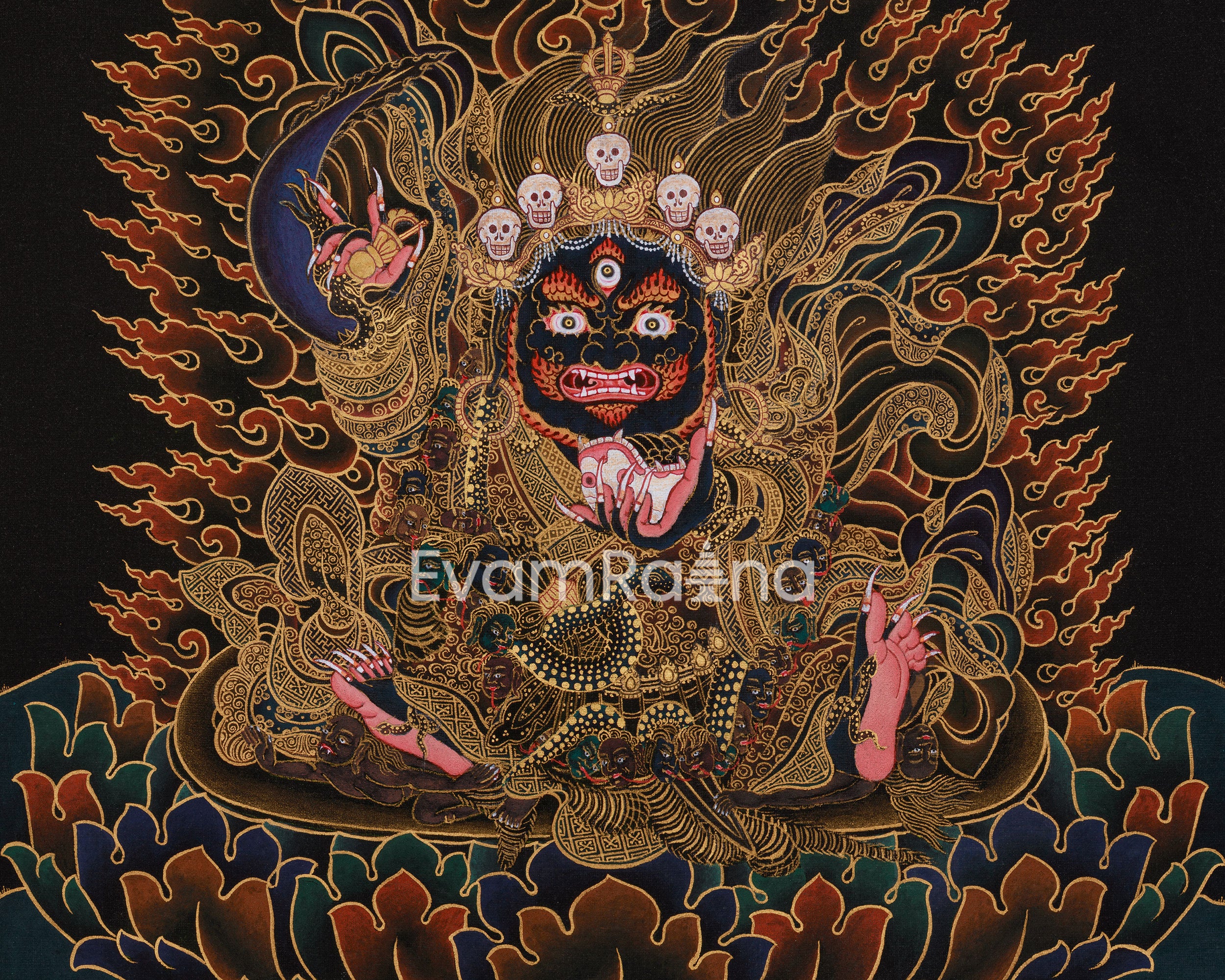 Wrathful Mahakala Bernagchen Thangka | Protector Buddhist Deity