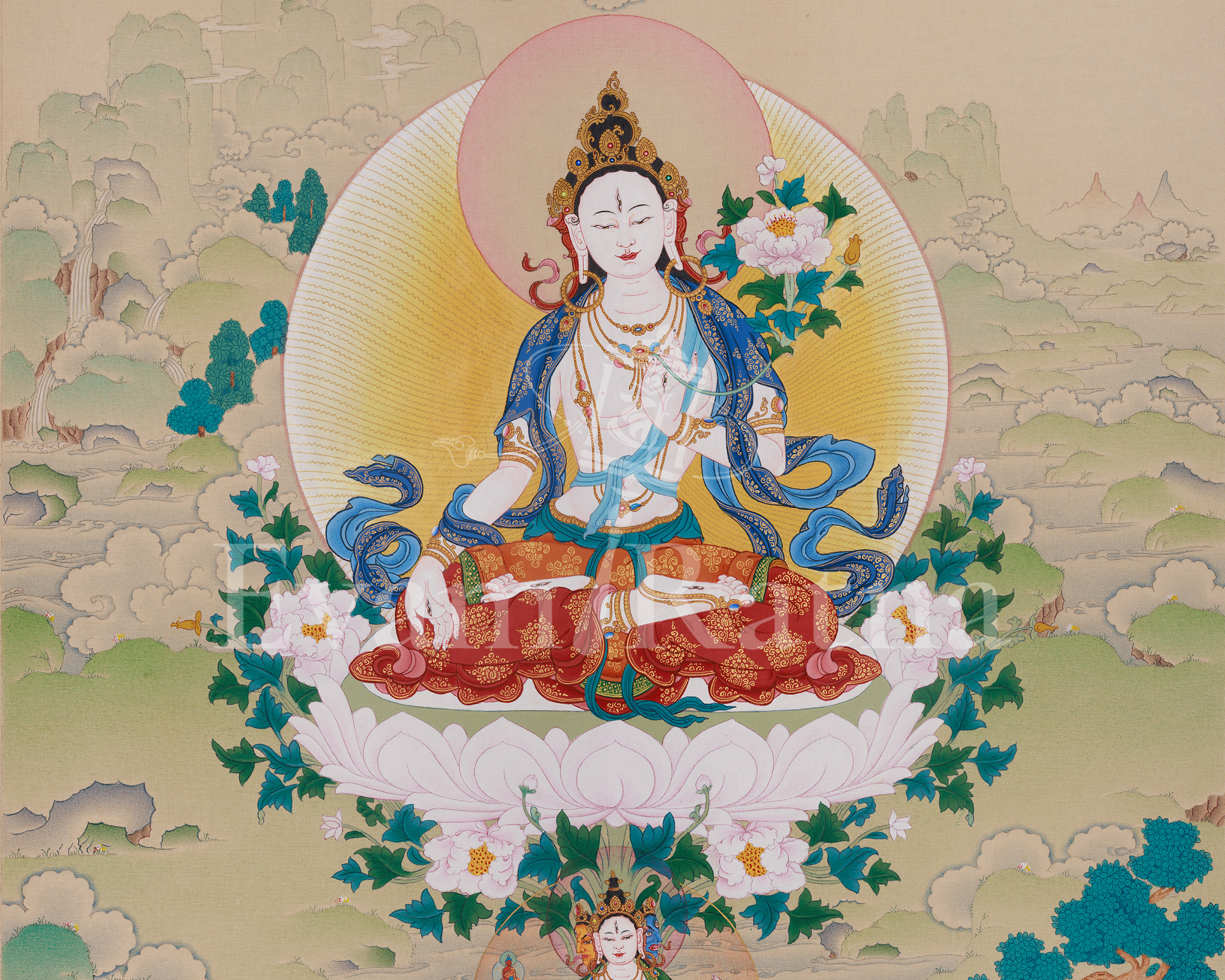 White Tara Tibetan Art | Compassion Goddess | Seven Eyed Goddess