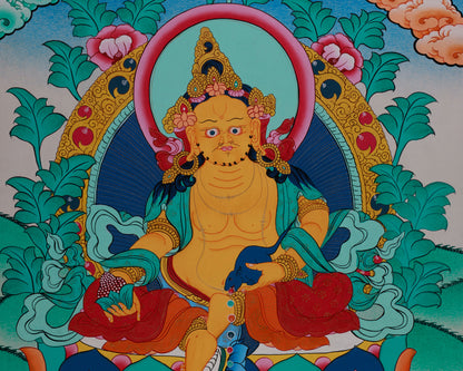 Wealth Deity Dzambhala And Namtose Thangka | Lord Kubera | Hand-Painted Tibetan Arts