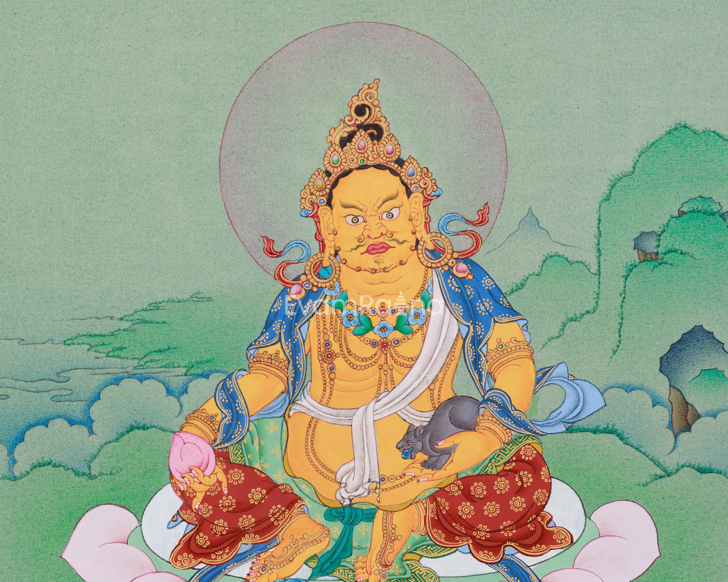 Dzambhala, Wealth Deity Thangka | Buddha of Prosperity and Abundance